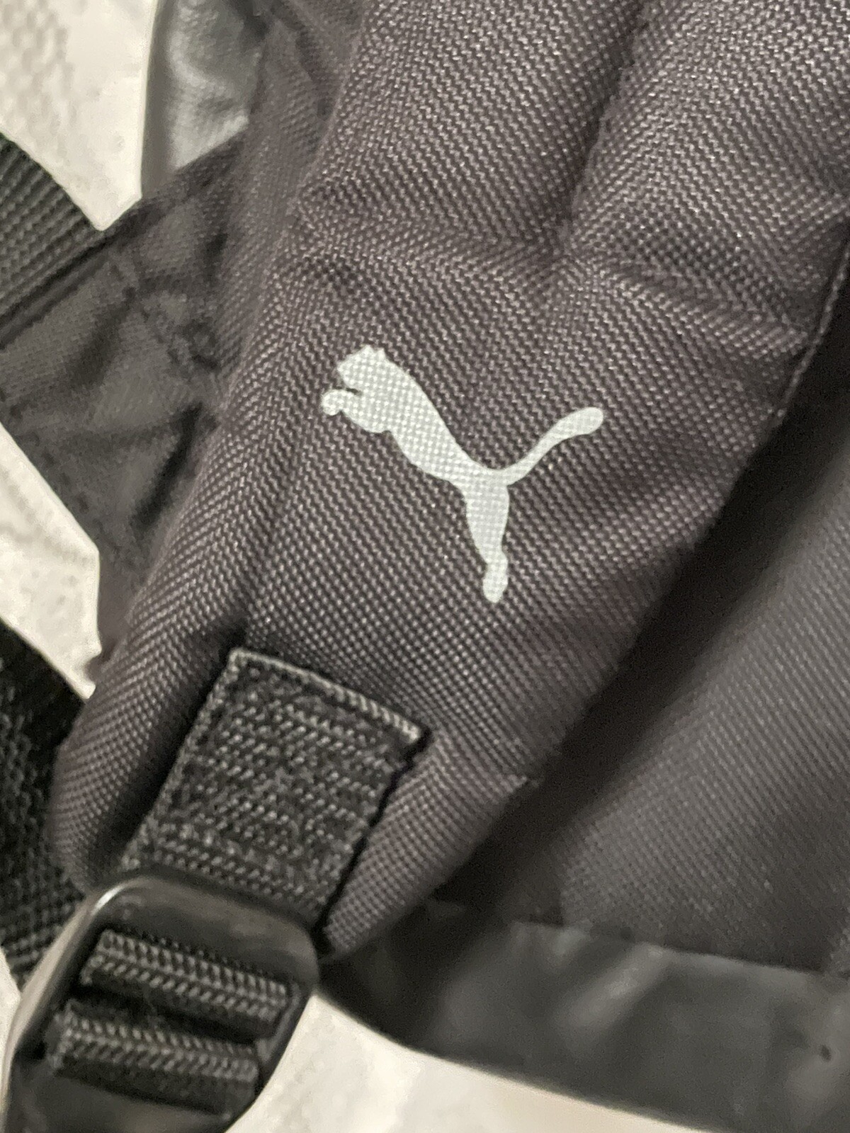 Rare Puma Small Backpack Black Faux Leather Base Reflective Details
