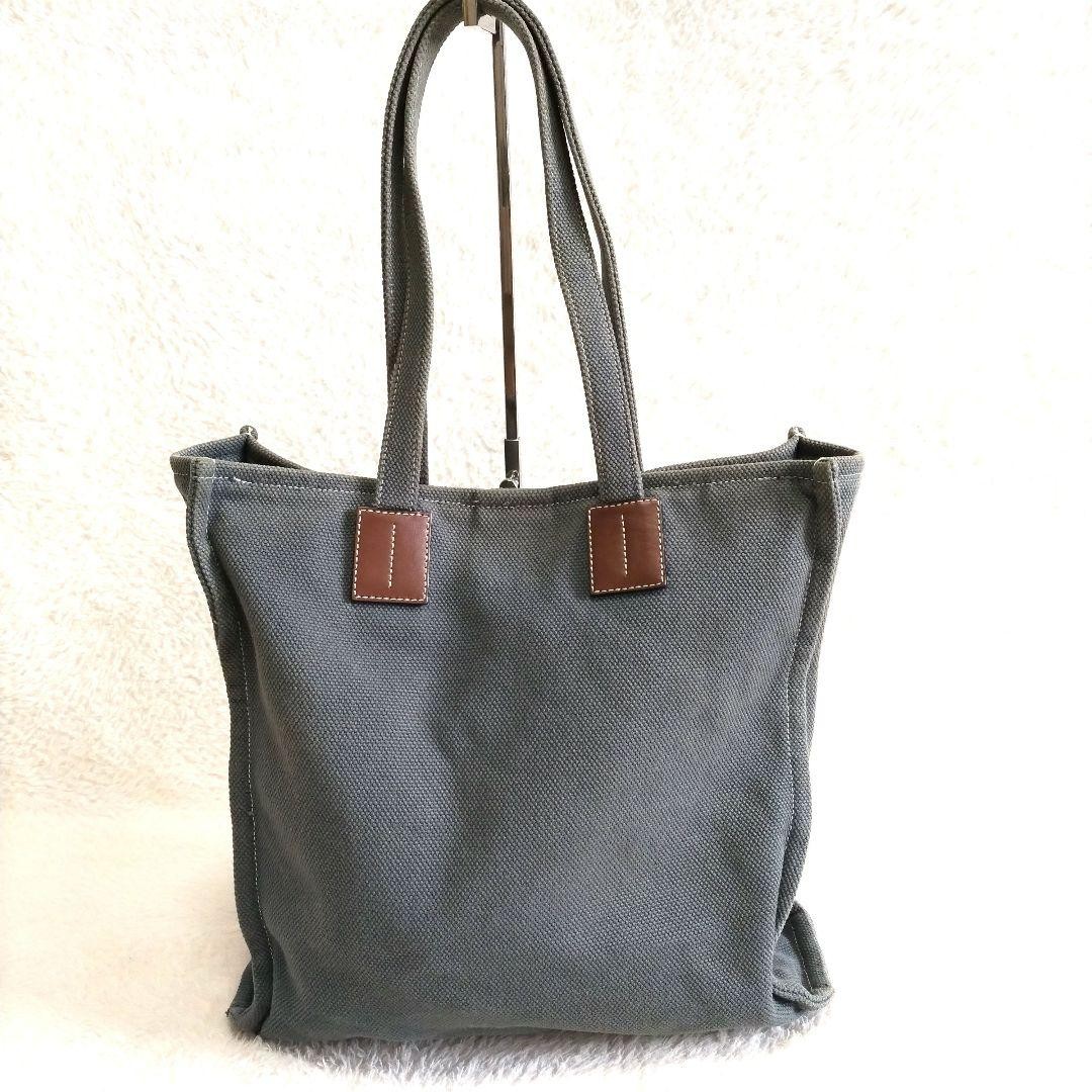 Authentic Bally Canvas Tote Bag Gray 37cm x 35cm with Leather Detail, Rare Model