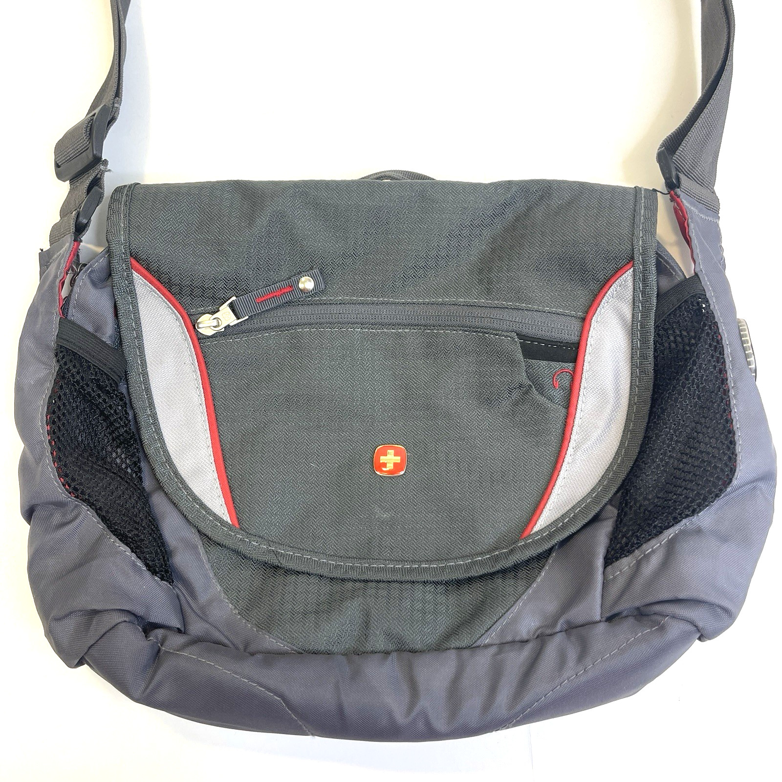 Swiss Gear Gray Adjustable Strap Day Bag Travel Hiking Messenger Toiletry Acces