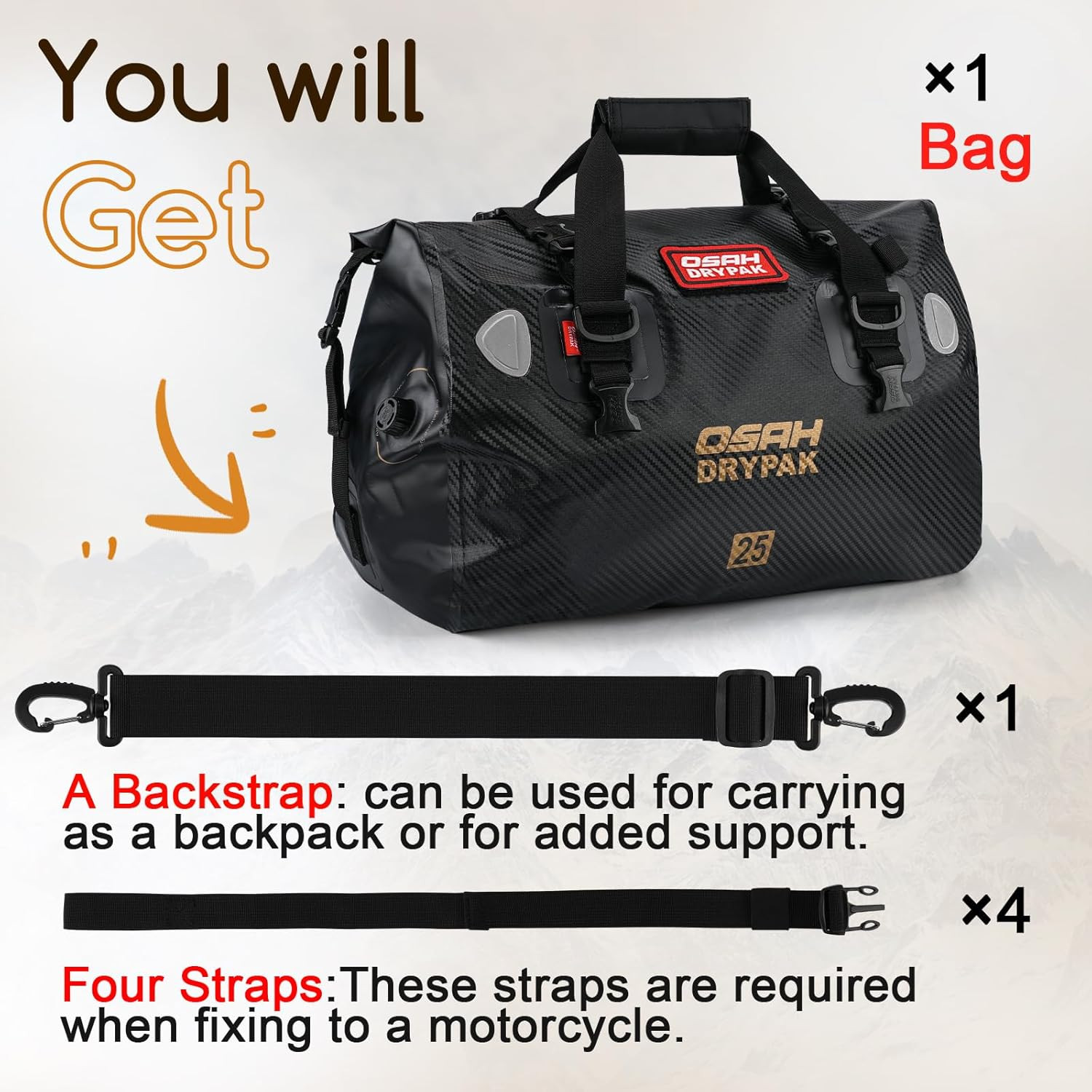 Waterproof Duffel Bag – Motorcycle Dry Bag Tail Bag with Large Storage Space, Wa