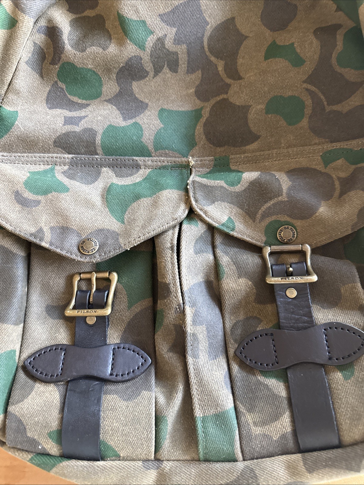 Filson Large Rugged Twill Rucksack Backpack Made In USA Camo Canvas