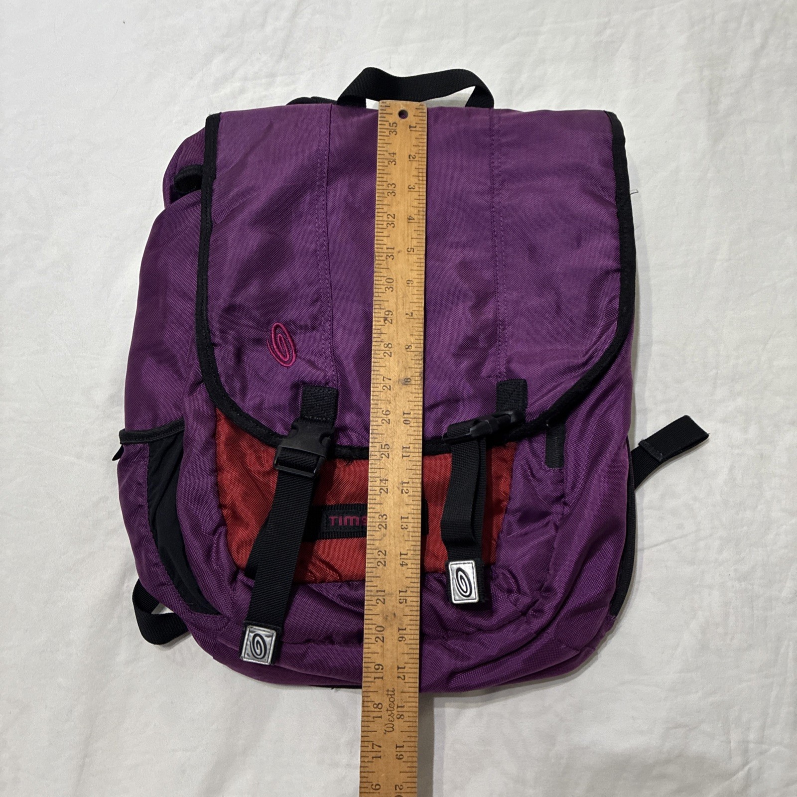 Timbuk2 Red Purple Backpack Laptop Swig Swag Bag EUC Casual Striped Retro