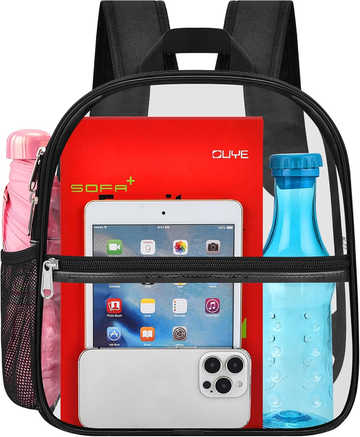 Clear Backpack Stadium Approved, Clear Bag 12 X 6 X 11 In, Small Transparent Bac