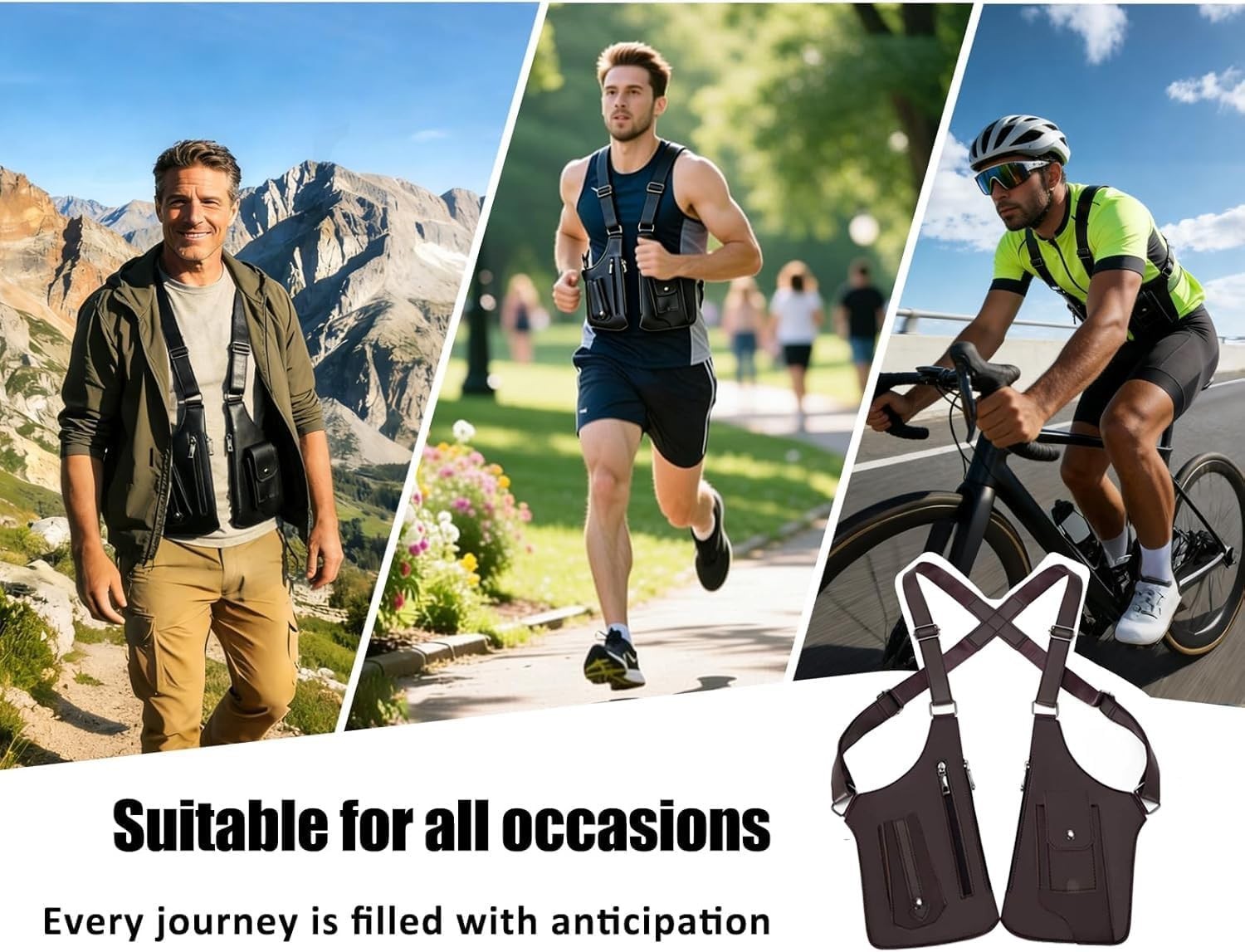 Underarm Anti-Theft Bag, Hidden Shoulder Holster, Double Storage Pouch, Phone Wa