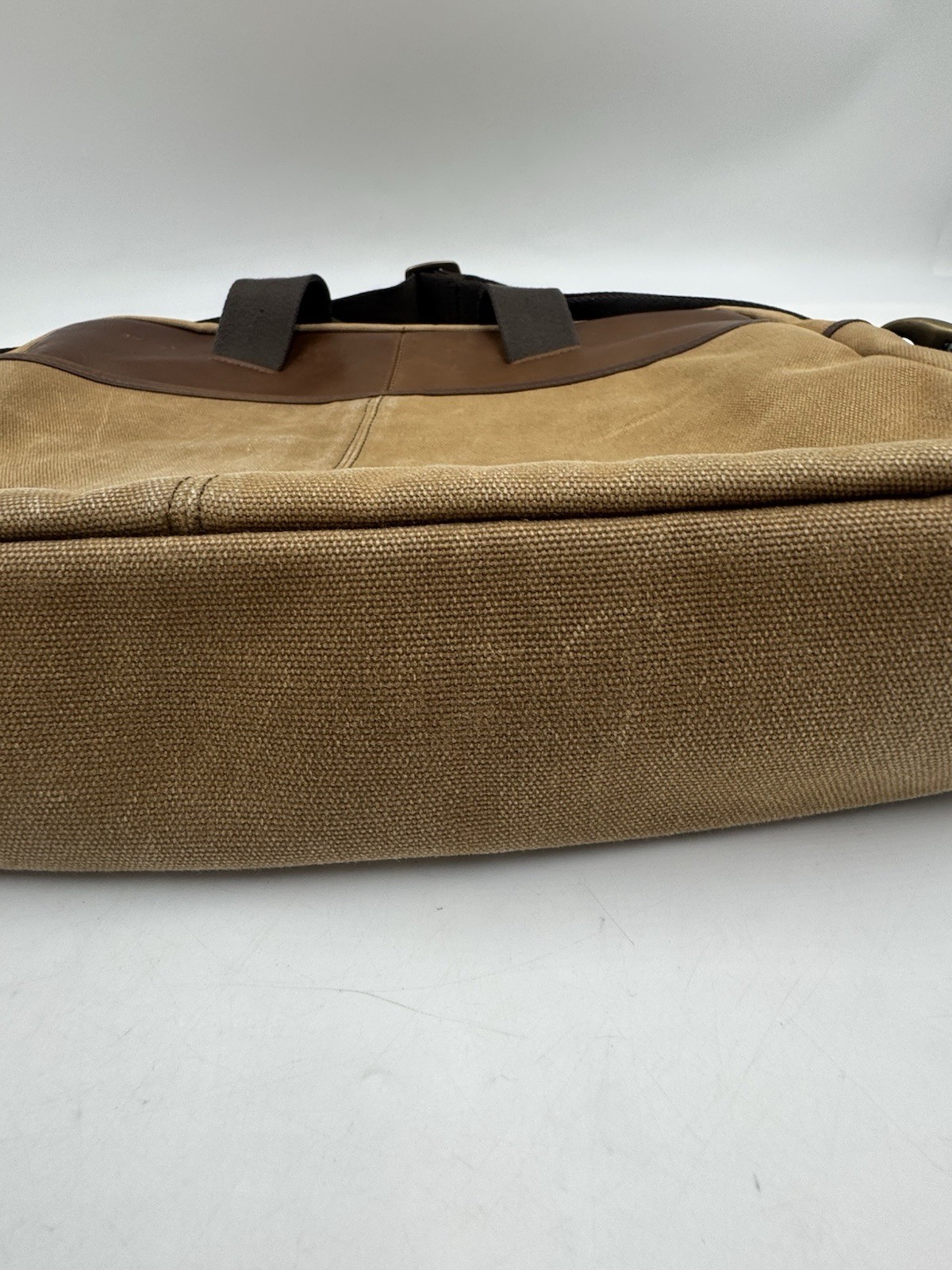 T Tech By Tumi Brown Canvas Leather Adjustable Mens Flap Crossbody Messenger Bag