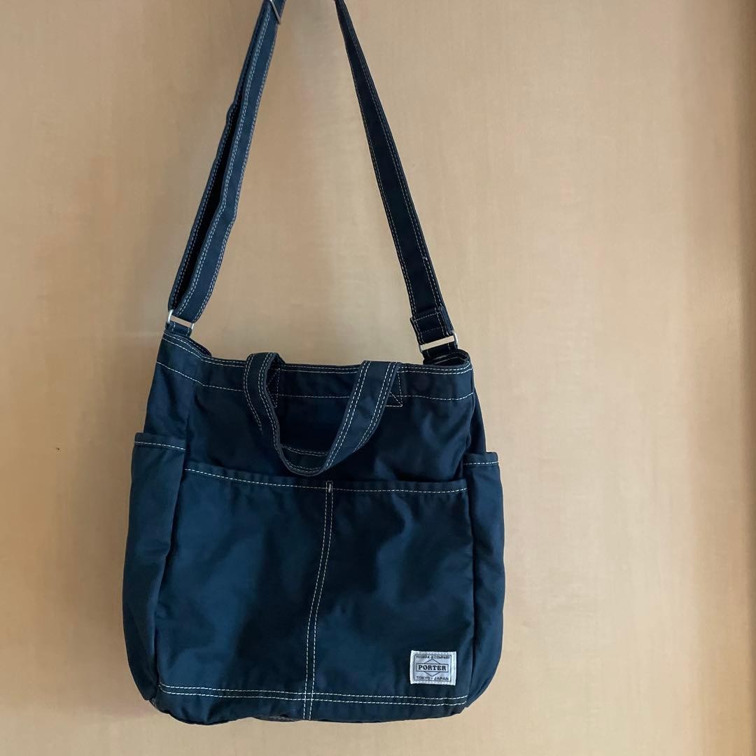 Yoshida Porter Shoulder Bag Cotton Twill Fabric Navy Men’s From Japan