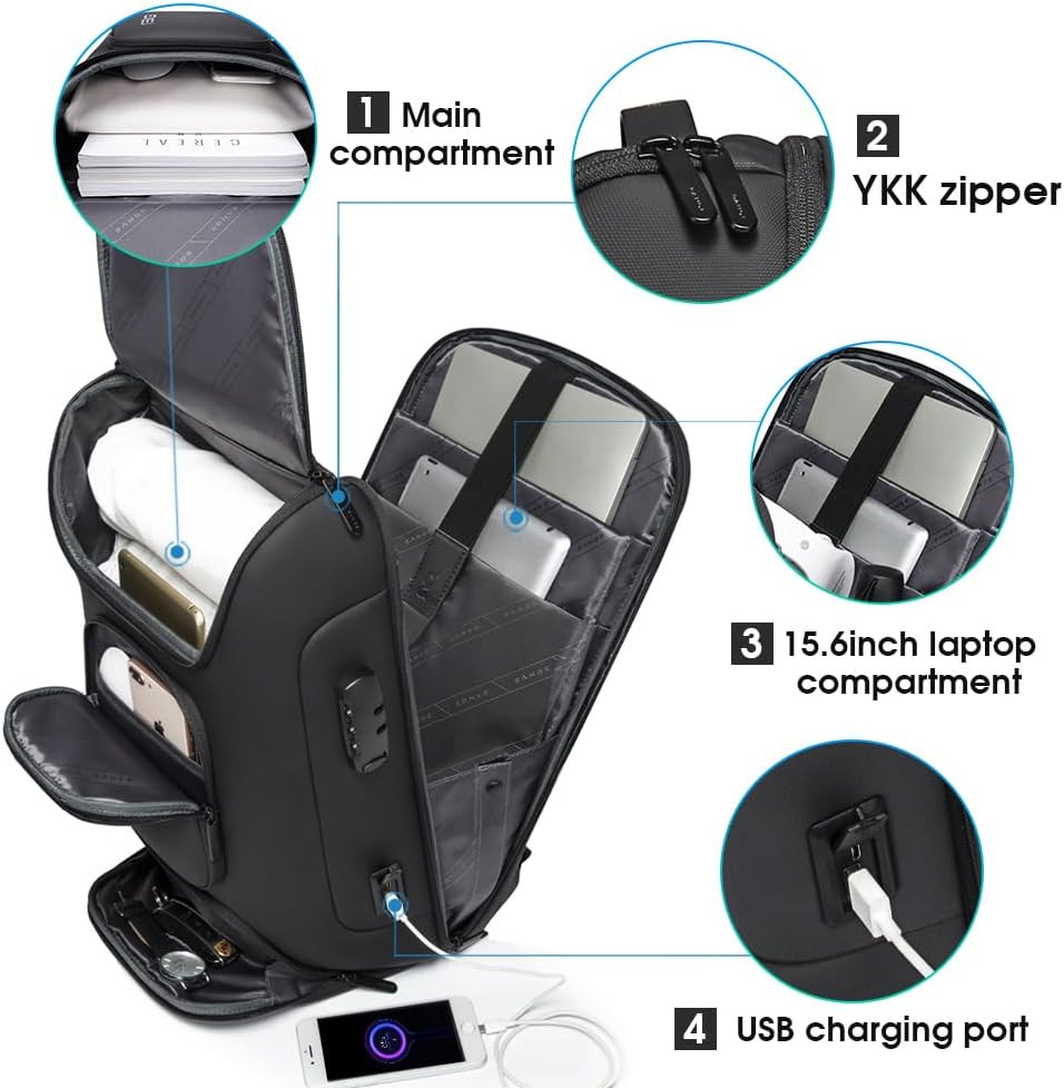 Sleek USB Charging Slim Business Laptop Backpack for Men & Women
