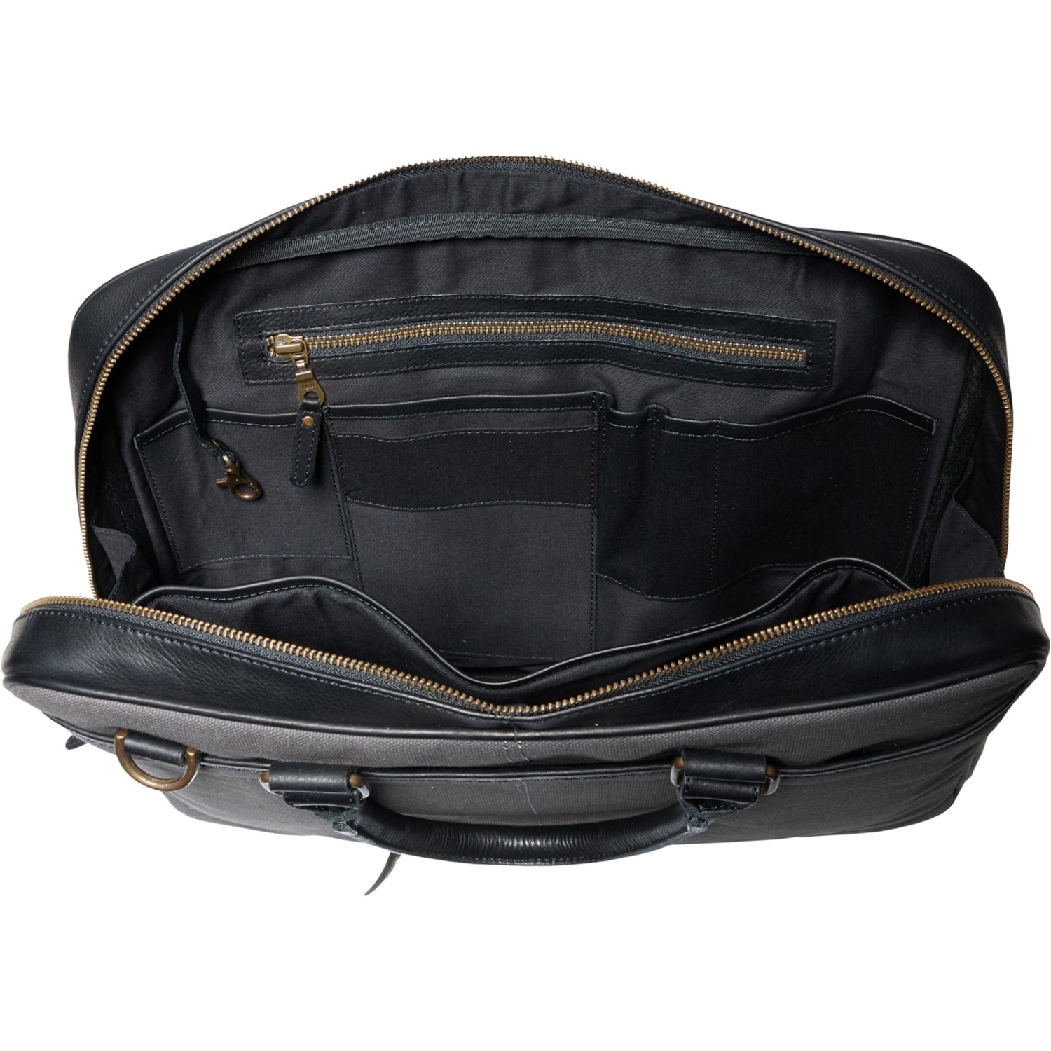 Will Leather Goods Commuter Collection Slim Briefcase Cotton Canvas Leather Trim