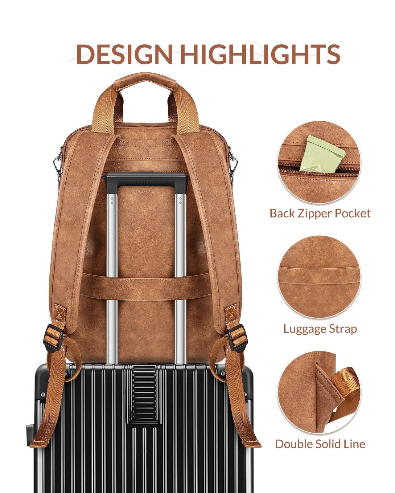 Leather Laptop Backpack 15.6 Inch Womens Laptop Bag, 3 IN 1 Computer Bag Hand…