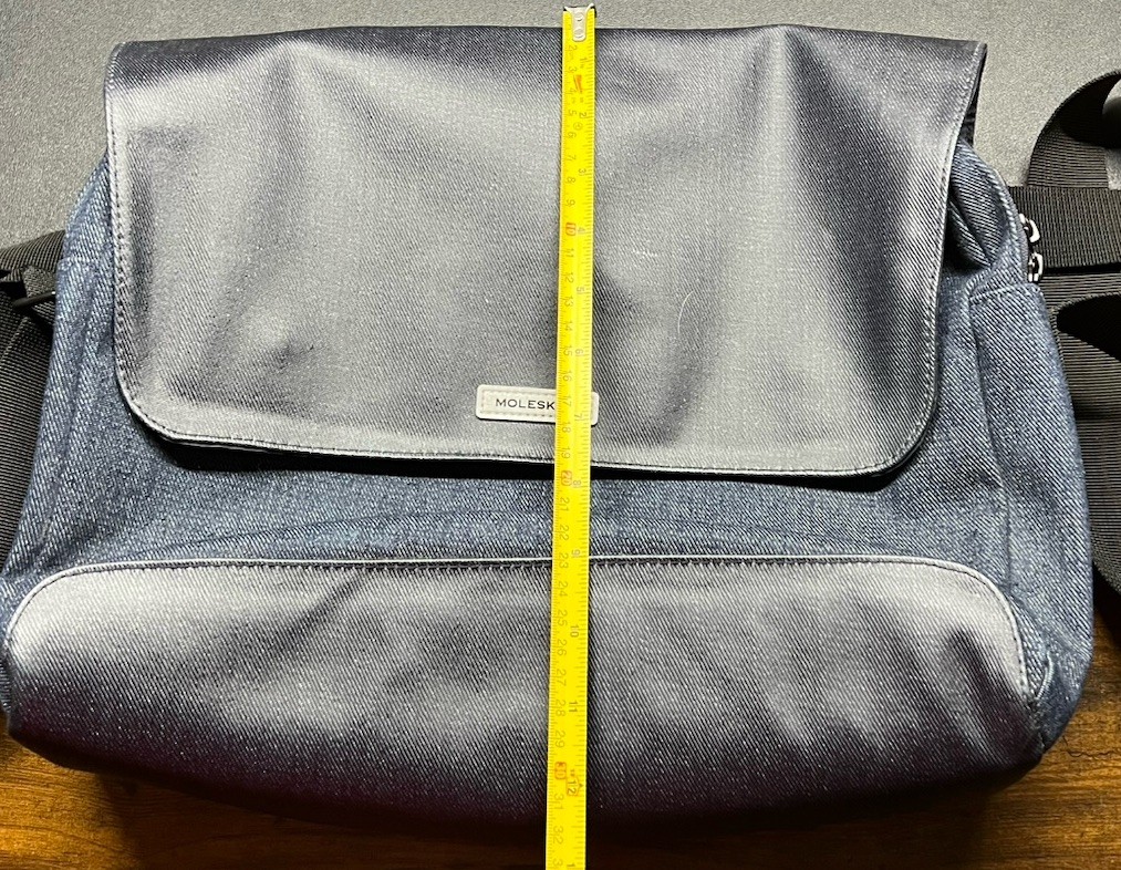 Moleskine Nomad Laptop Messenger Bag Black Blue Denim 14x12x4”