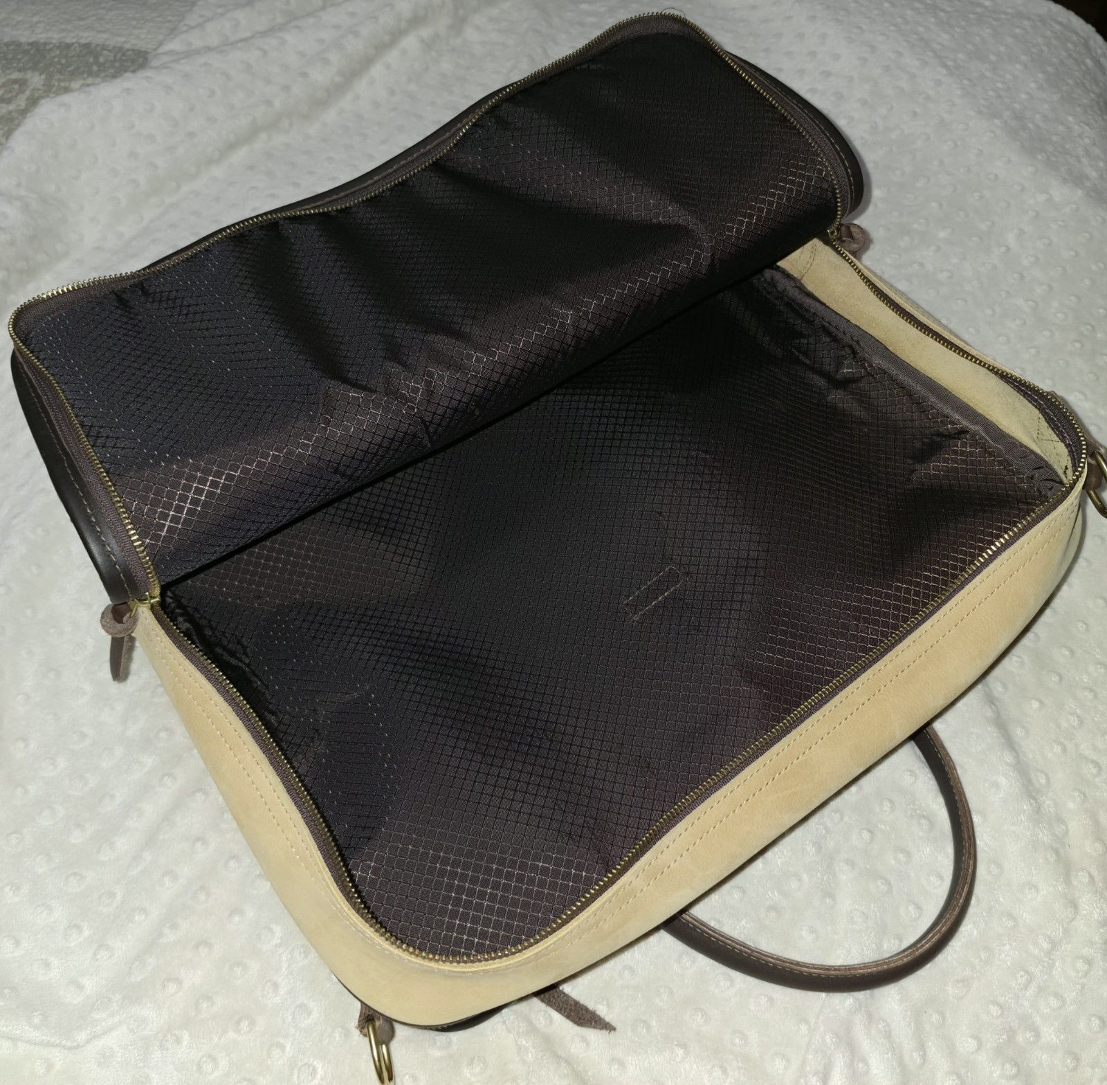 J. W. Hulme Smooth Full-Grain Brown & Tumbled Tan Leather Attache-Style Bag