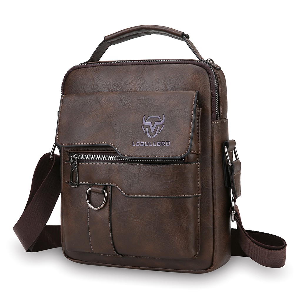 LEBULLBRO Men Leather Shoulder Bag Handbag Crossbody Bag Briefcase Messenger Bag