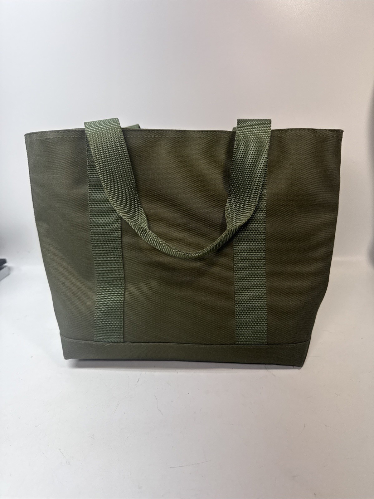RARE! LL Bean Large Military Army Green Waterproof Canvas Boat Tote Bag EUC