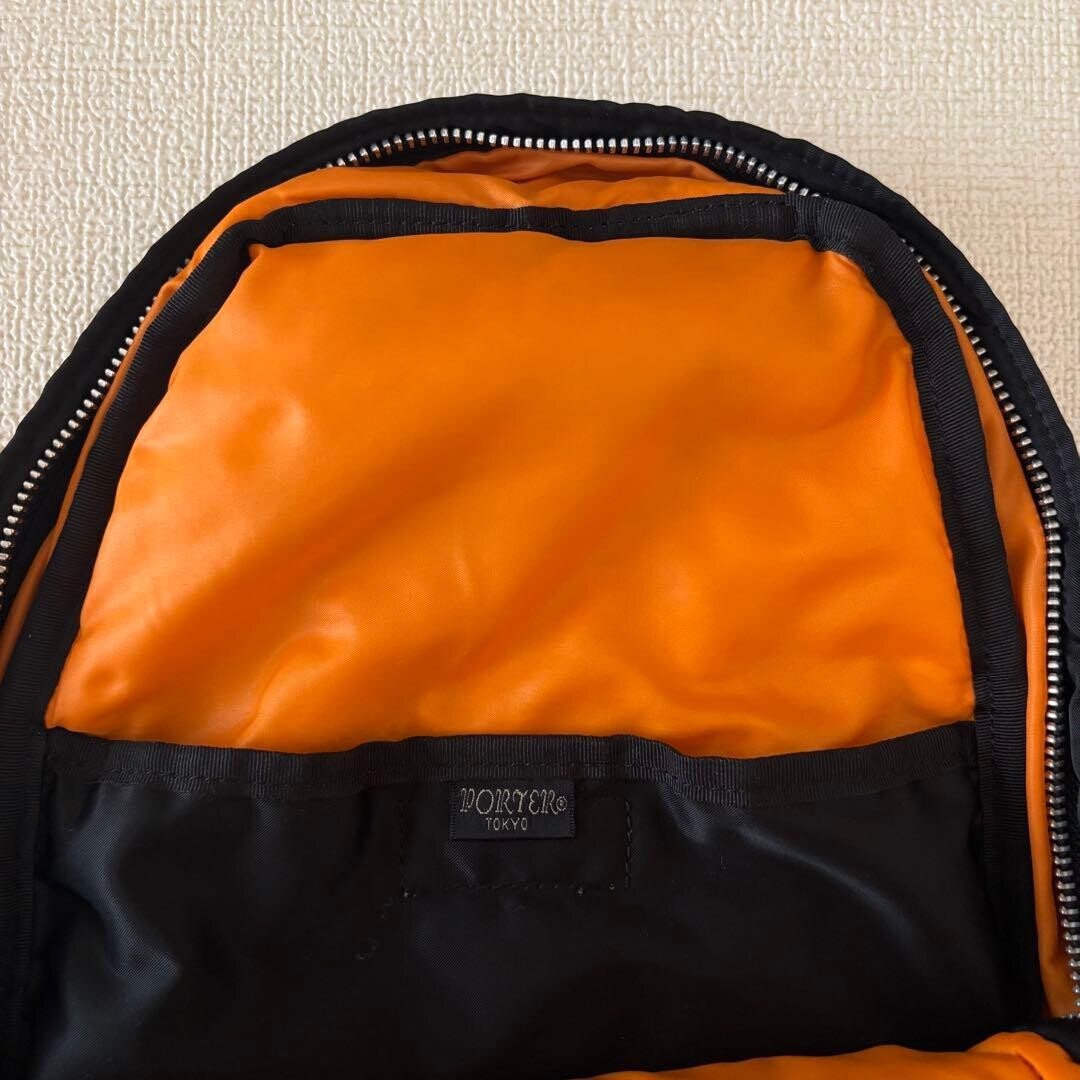 Porter Tanker Backpack Black Nylon Orange Lining Japan Mens Bag 43cm 232