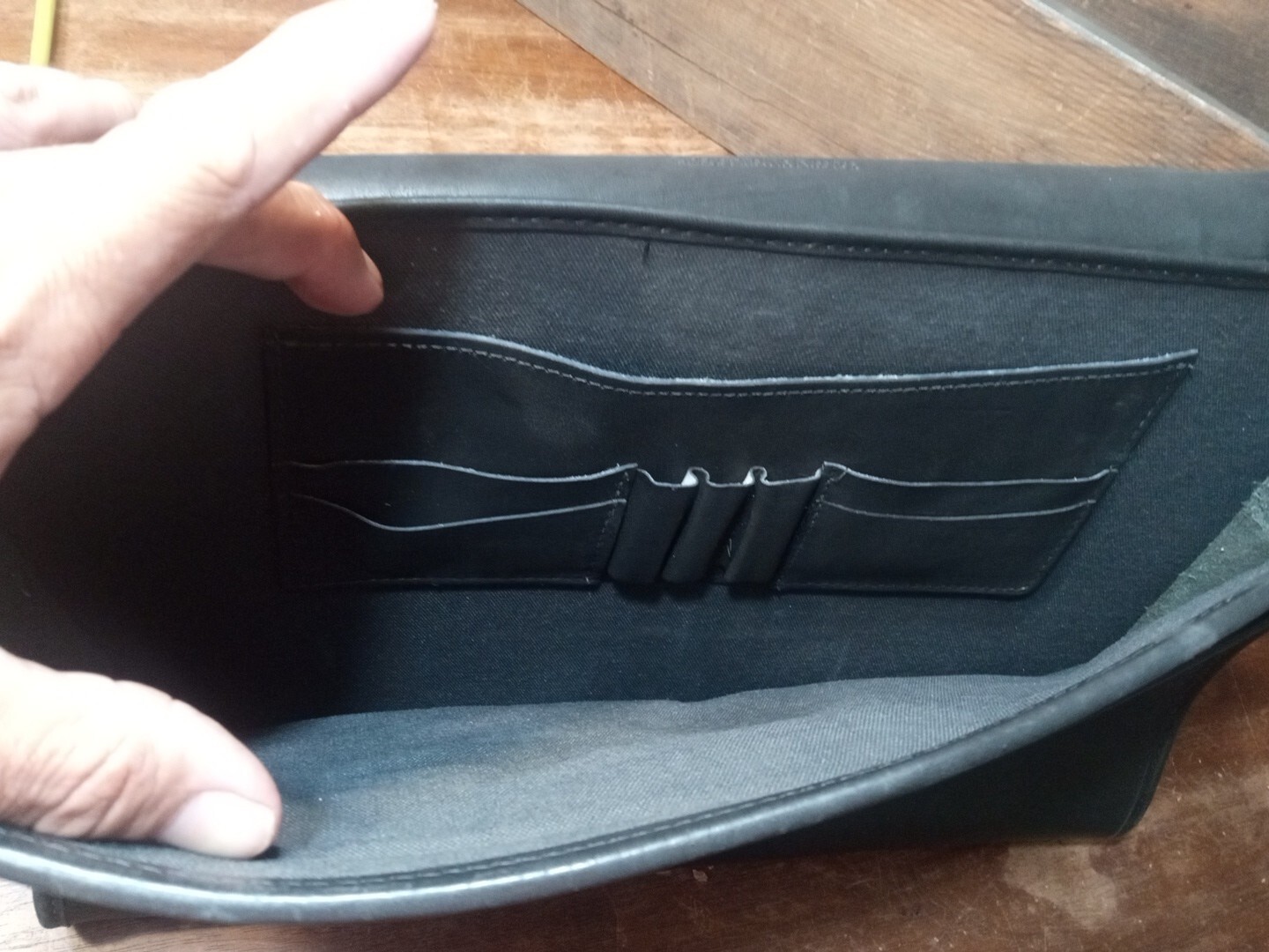 SCHLESINGER Heavy Black Leather Briefcase / Messenger Bag Made in USA