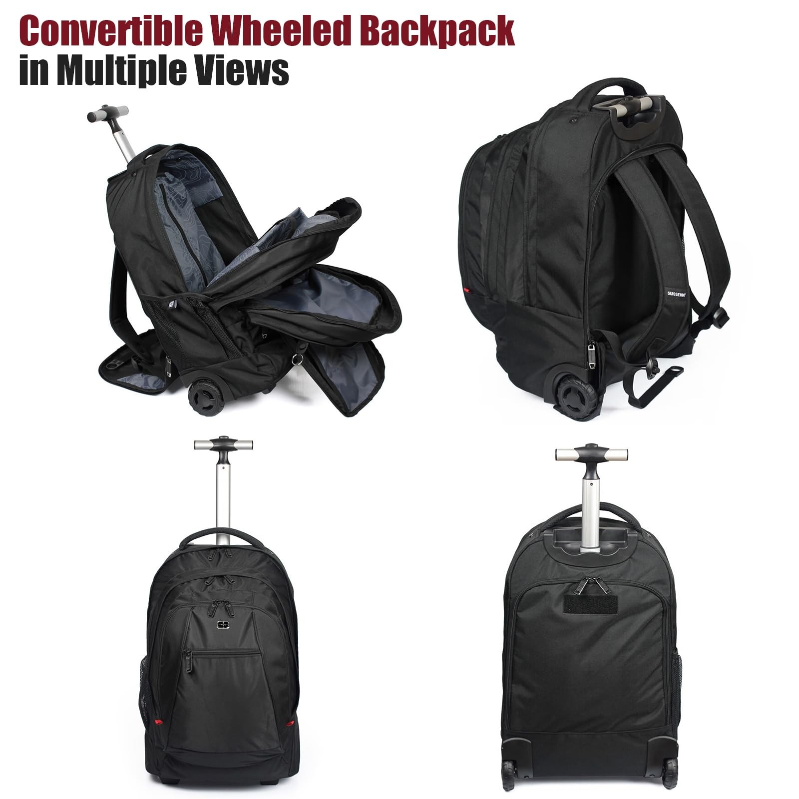 21×14 x8 Rolling Backpack For Adults With wheel, Durable Wheeled Backpack Wit…