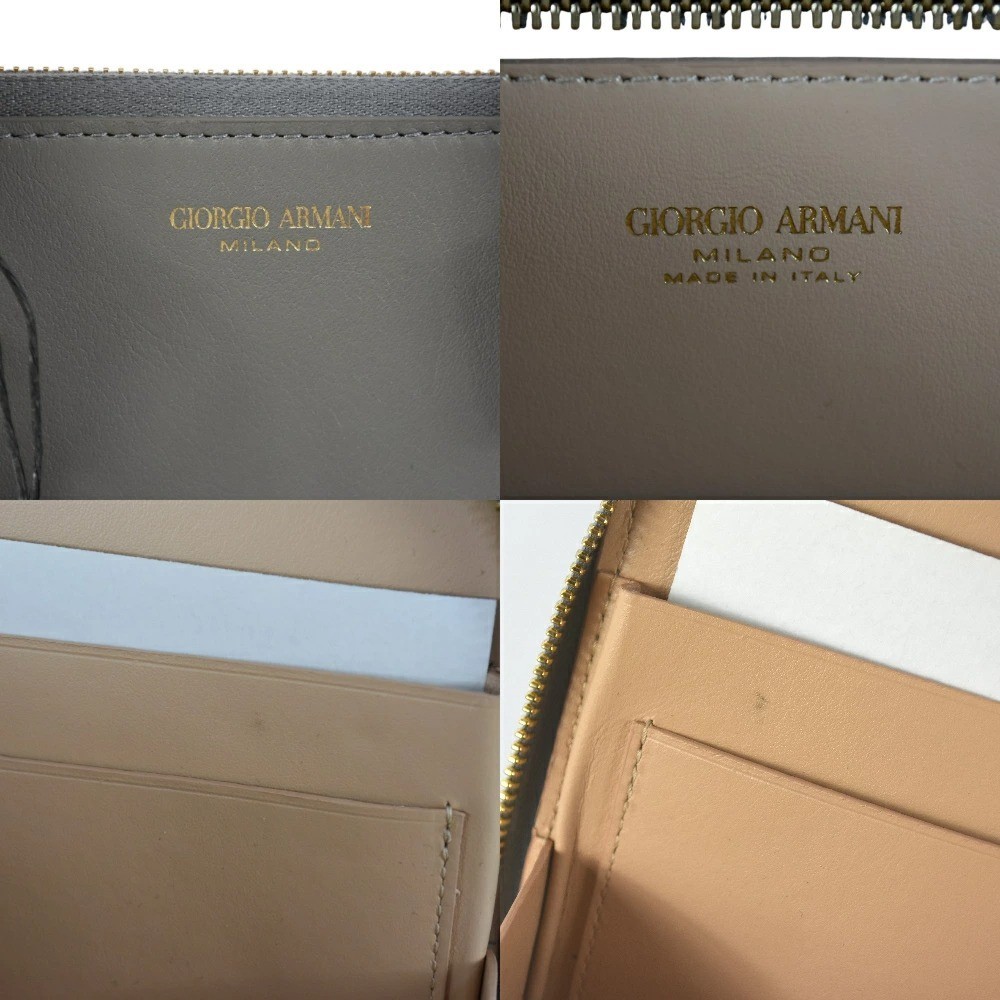 GIORGIO ARMANI Briefcase Slim Gray Leather Business Bag Unused 10×13×1.2in