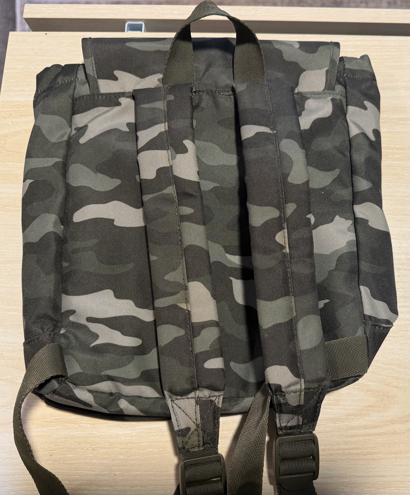 PINK Army Camouflage Backpack Green Buckle Drawstring Adjustable