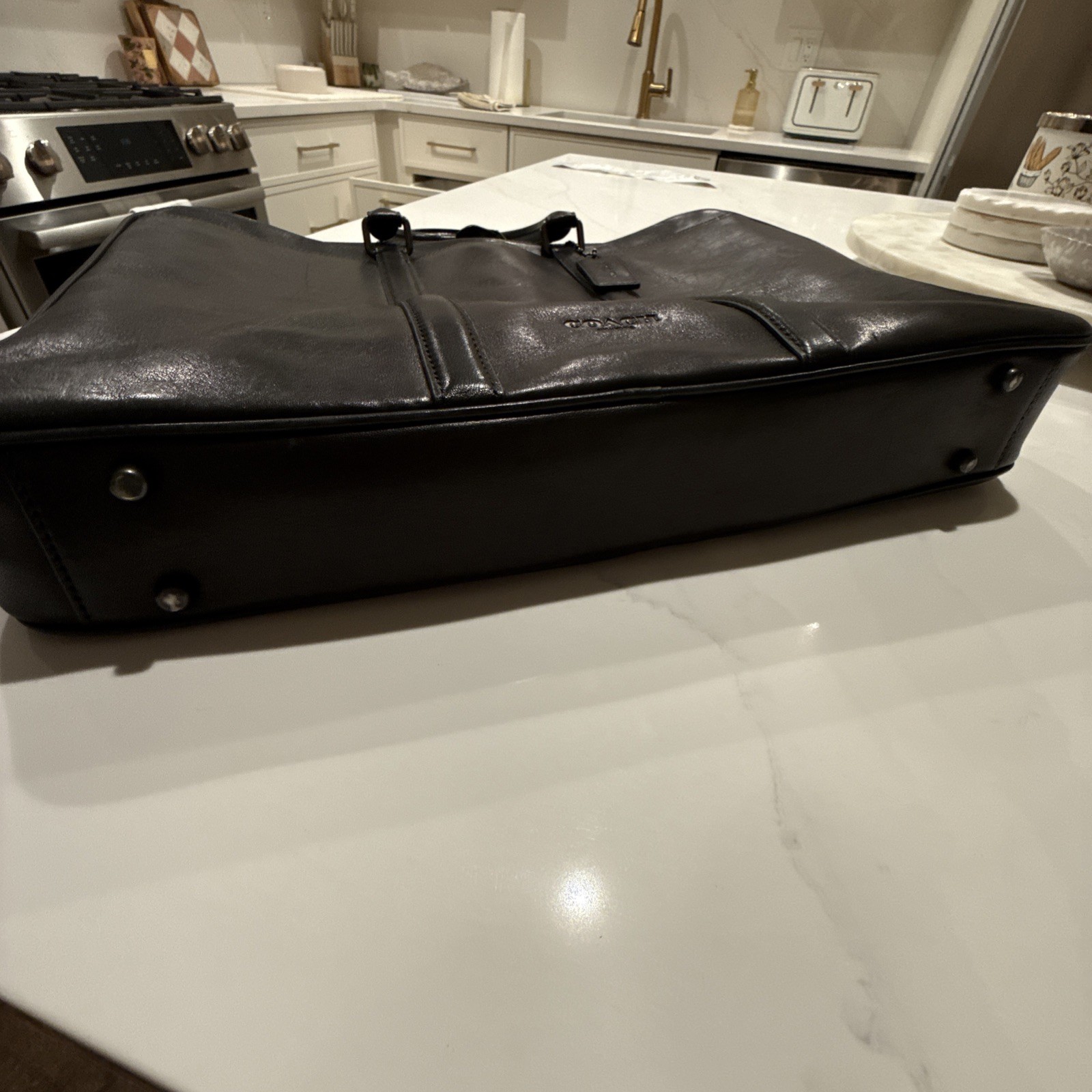 COACH Bag/Briefcase Men’s Leather Black 24776 Metropolitan Slim Vintage