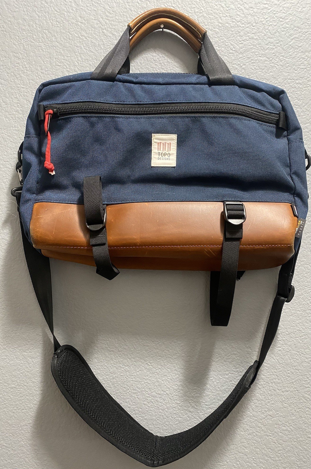 Topo Designs Commuter Briefcase Unisex Blue Leather Bottom 3-Way Backpack Laptop