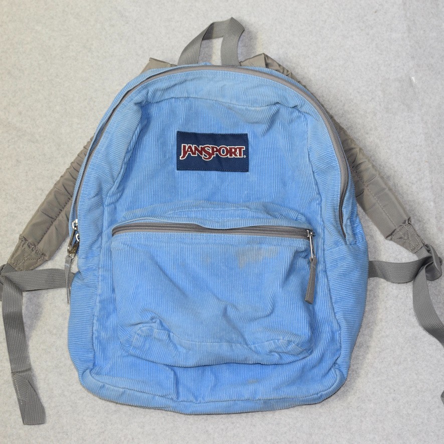 Vintage JanSport T501 Backpack Light Blue Corduroy Good Condition