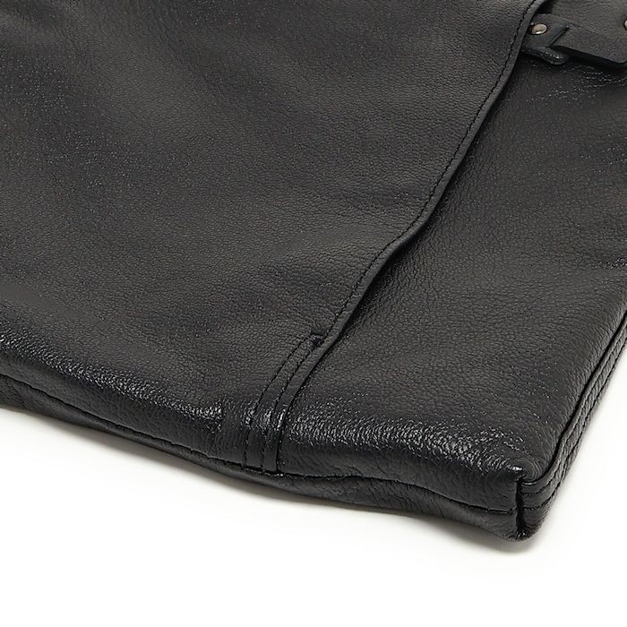 Porter Rambler Shoulder Bag M Black Goat Leather Cotton Twill Used