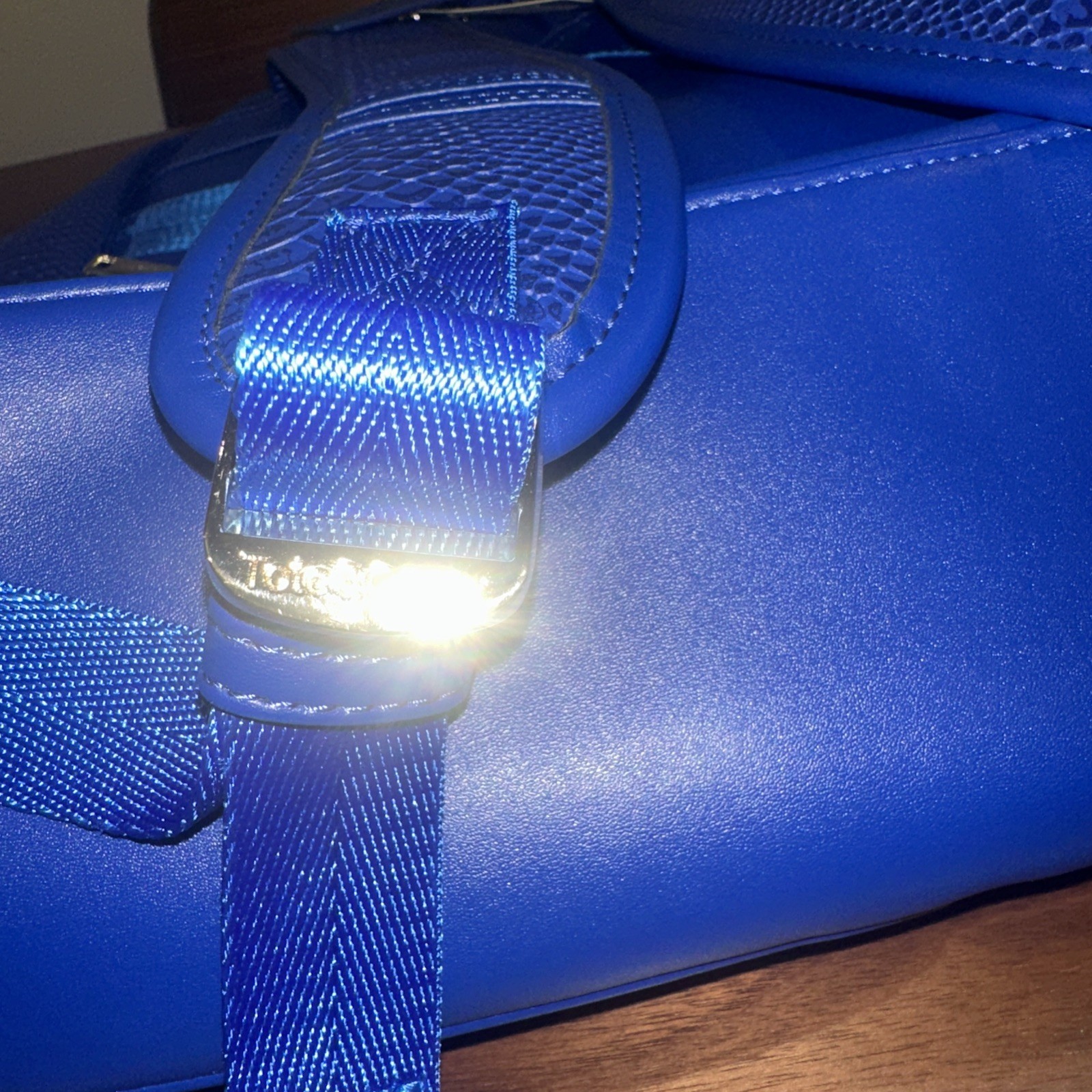 Tote&Carry Tote And Carry Organic Snakeskin Backpack Royal Blue NWT
