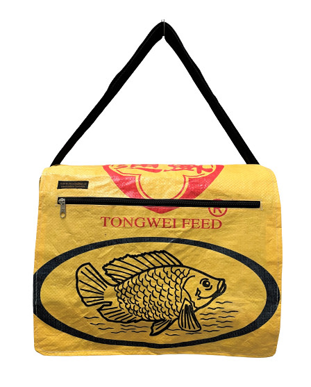 Fair Trade Cambodian Recycled Ex Large Messenger Bags made from Fish Feed Bags