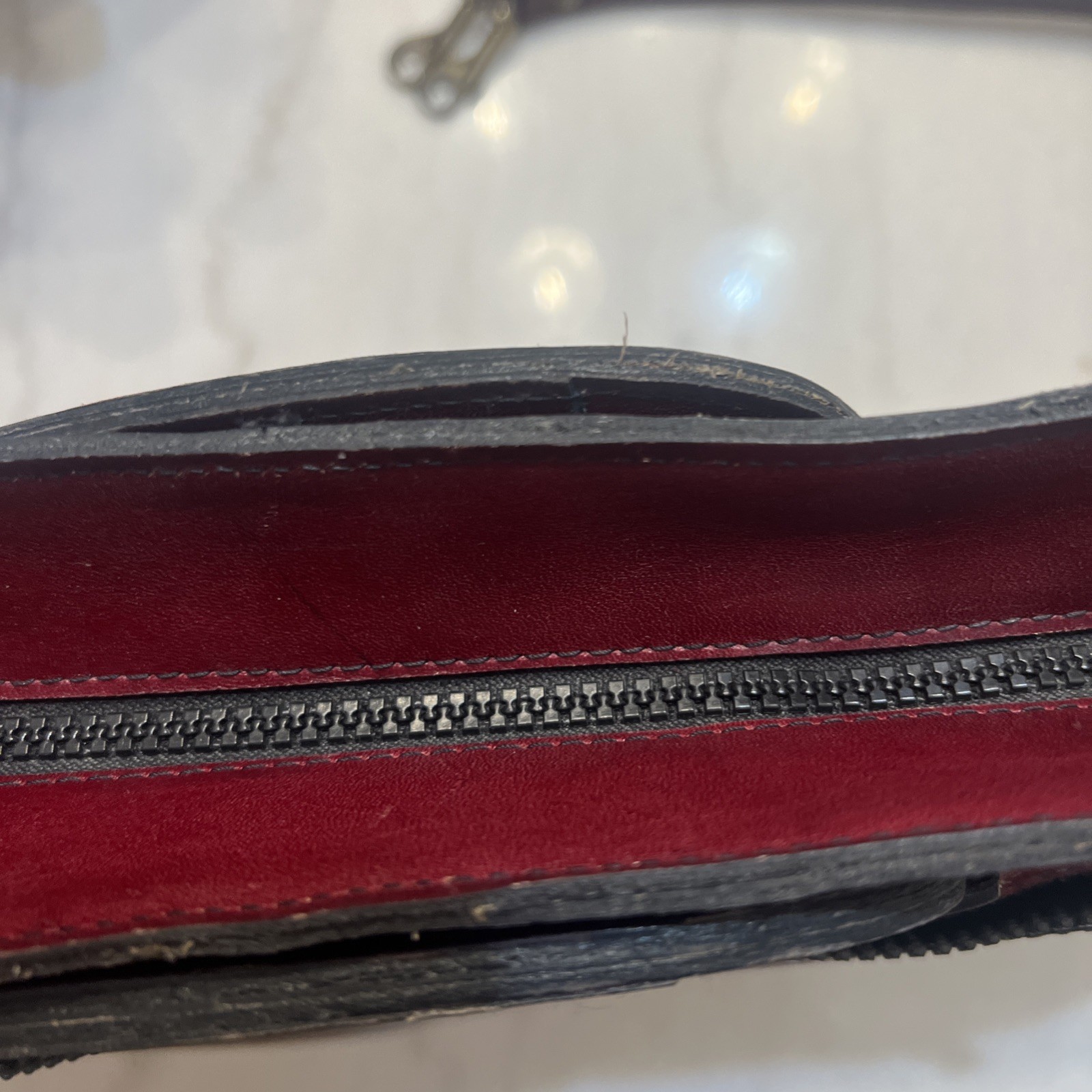 Vintage Genuine Leather Made In Uruguay Maroon Briefcase With Strap