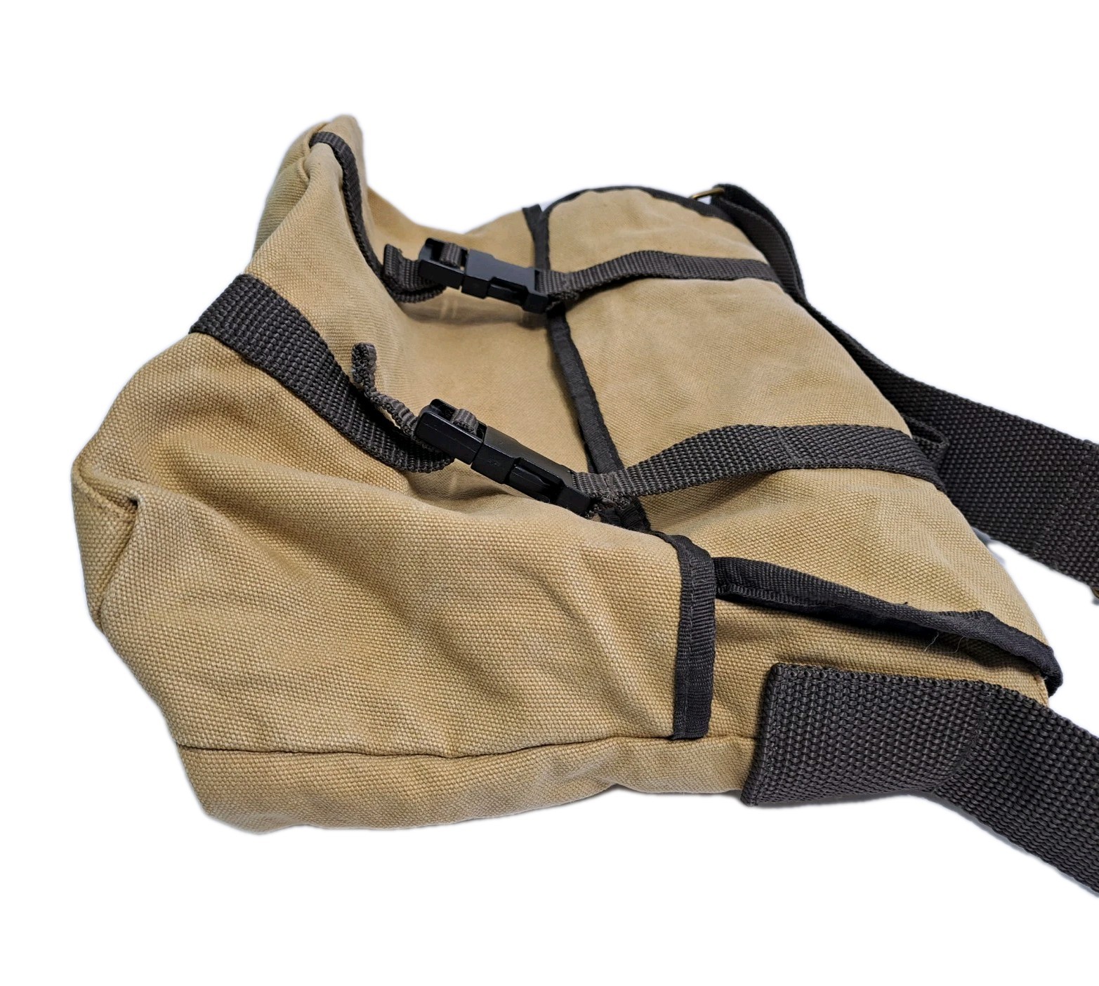 Canvas Khaki Messenger Bag Distressed Retro Vintage Merona Army School Travel