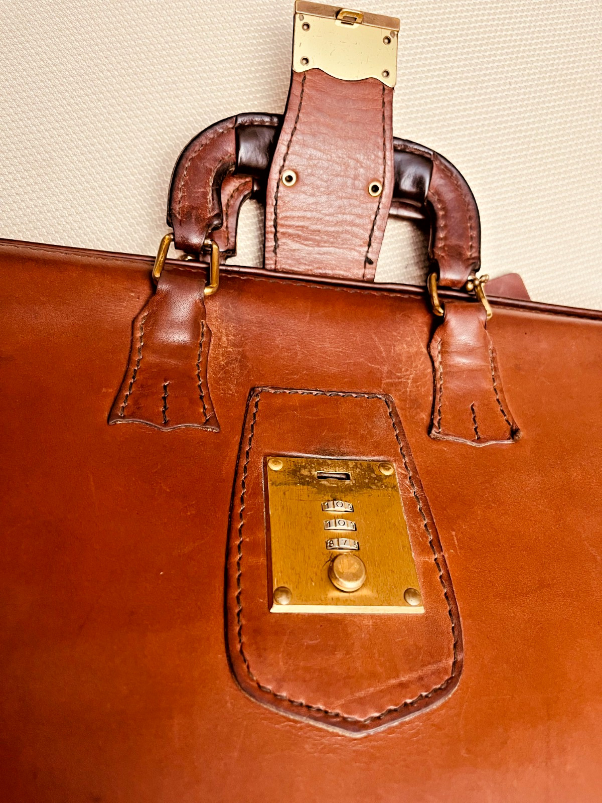 SCHLESINGER BROTHERS Tan Heavy Leather Briefcase / Lawyer Bag – Made in USA