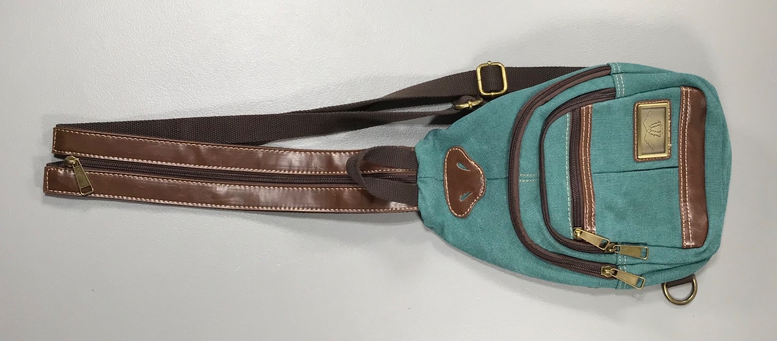 Teal Canvas Messenger Sling Shoulder Bag Rucksack Travel Work Sport