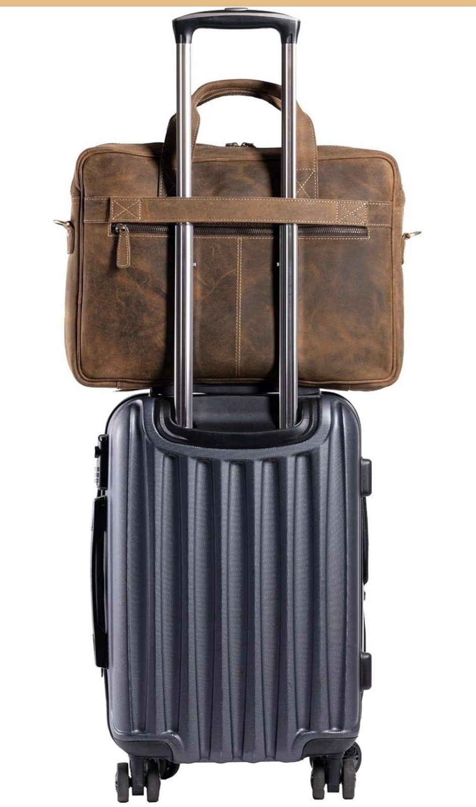 KomalC 16 Inch Leather briefcases Laptop Messenger Bags for Men and Women 