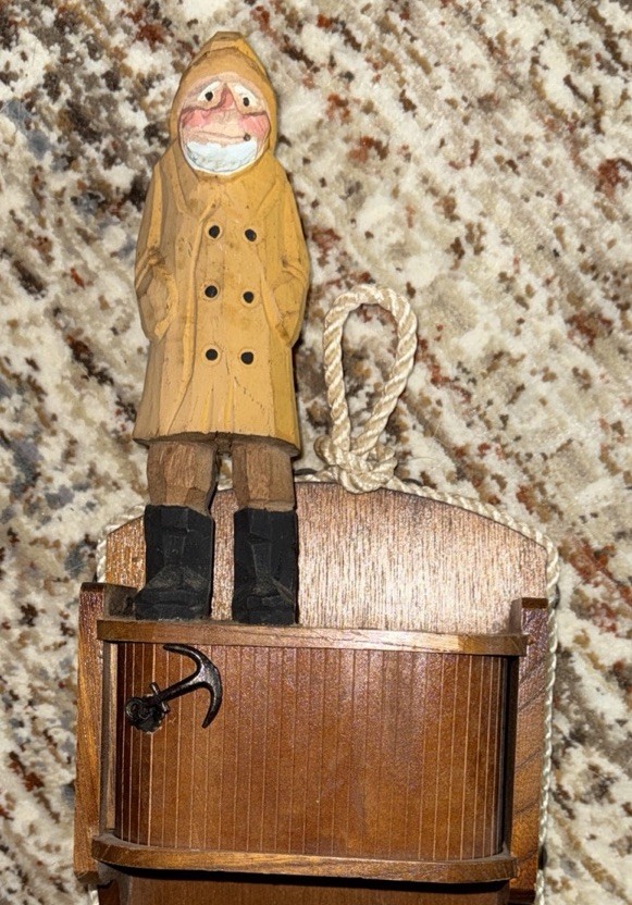 Vintage London Leather Japan Fisherman Key Holder Nautical Wall Rack Organizer