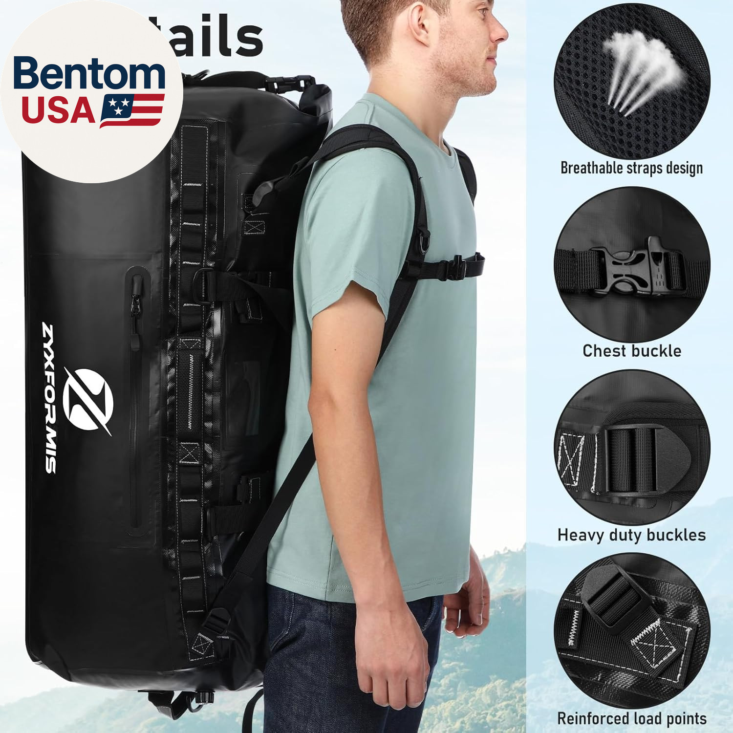 Waterproof Duffle Bag, Large Marine Dry Bags, Heavy Duty Adventure Travel Bag fo
