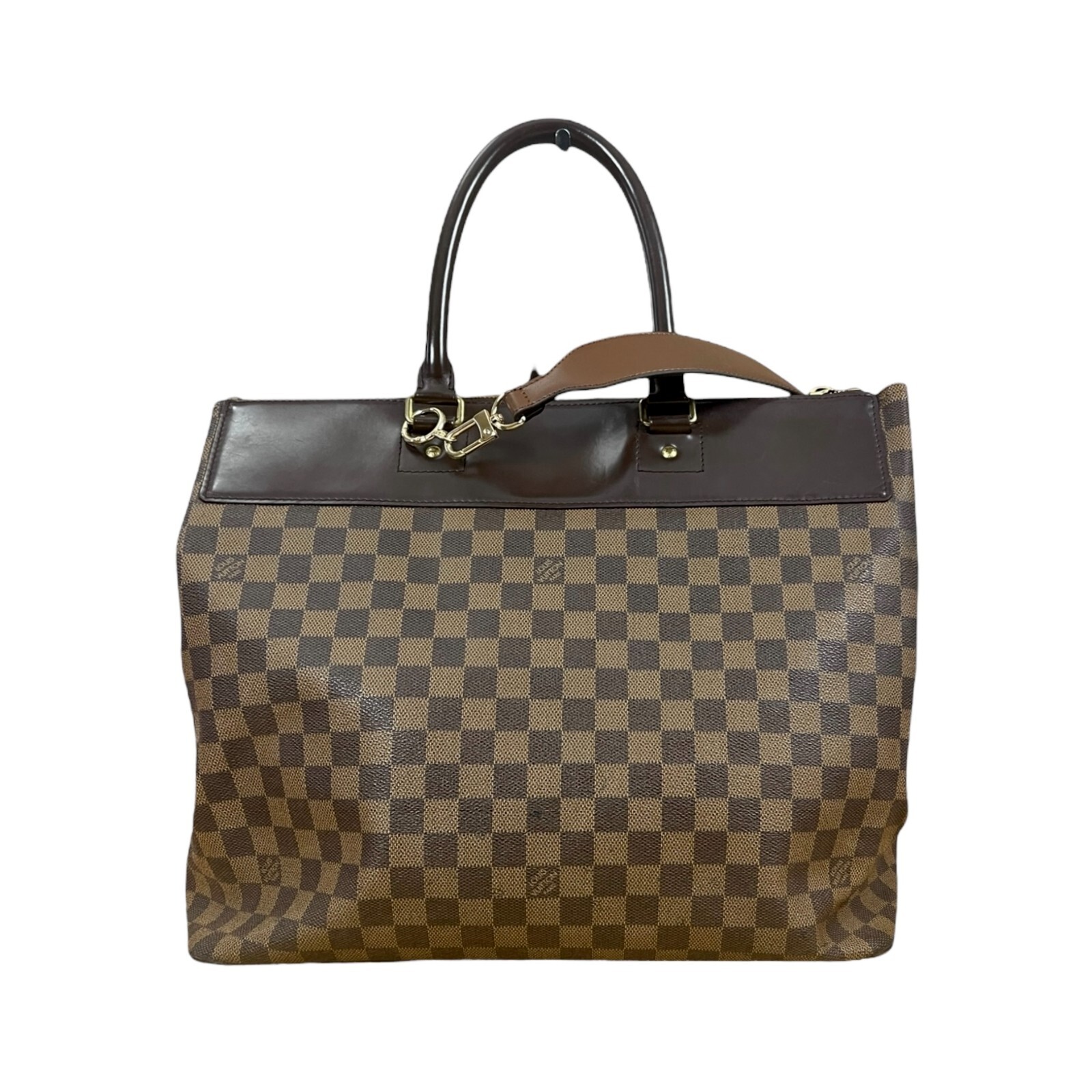 LOUIS VUITTON Damier Ebene Greenwich Canvas Leather Travel Gym Tote Bag Weekend