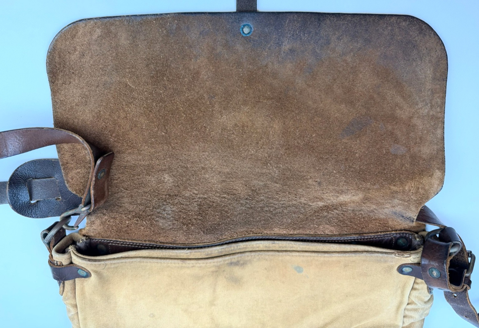 Vintage RRL Double RL Ralph Leather & Canvas Messenger Shoulder Bag DISTRESSED