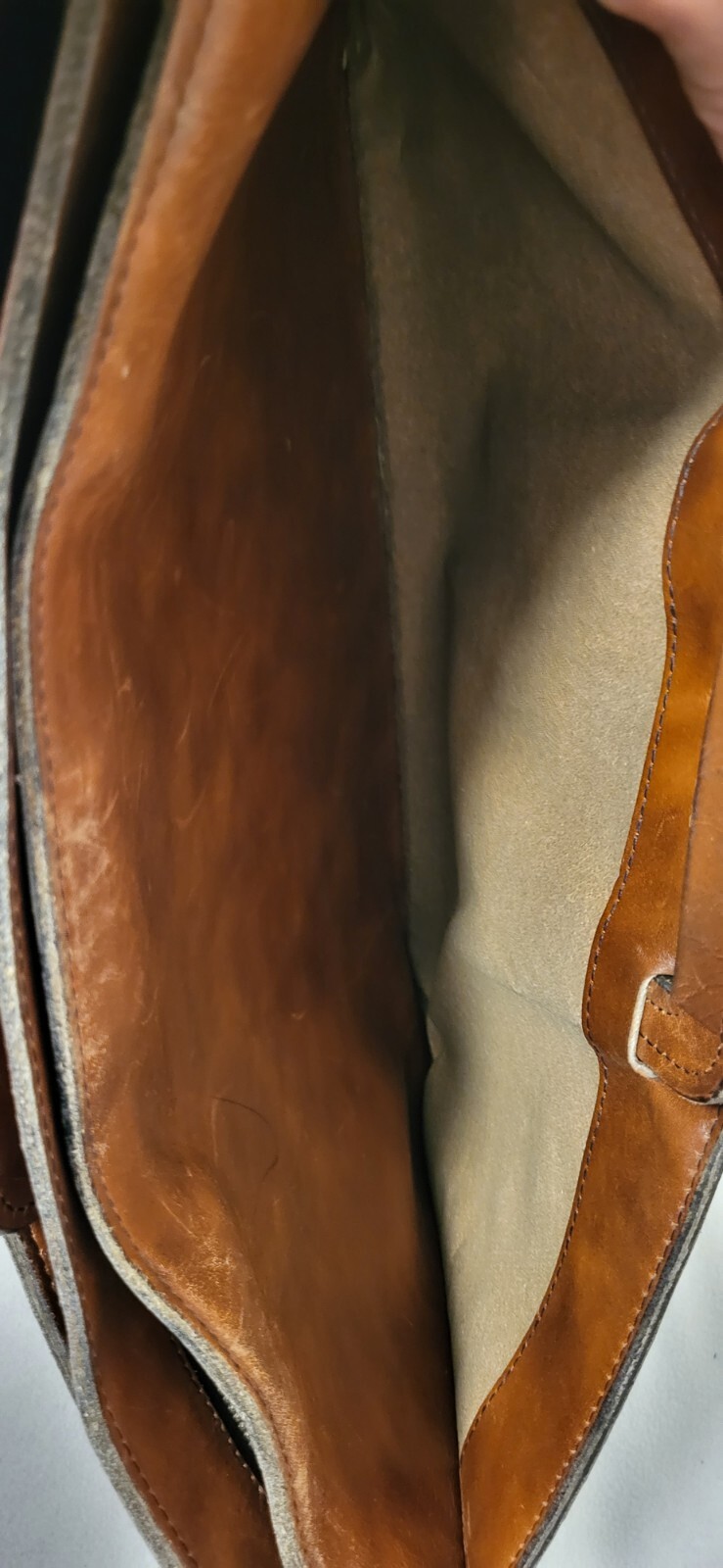 Vintage SCHLESINGER BROTHERS Briefcase Ranch Hide Brown Leather