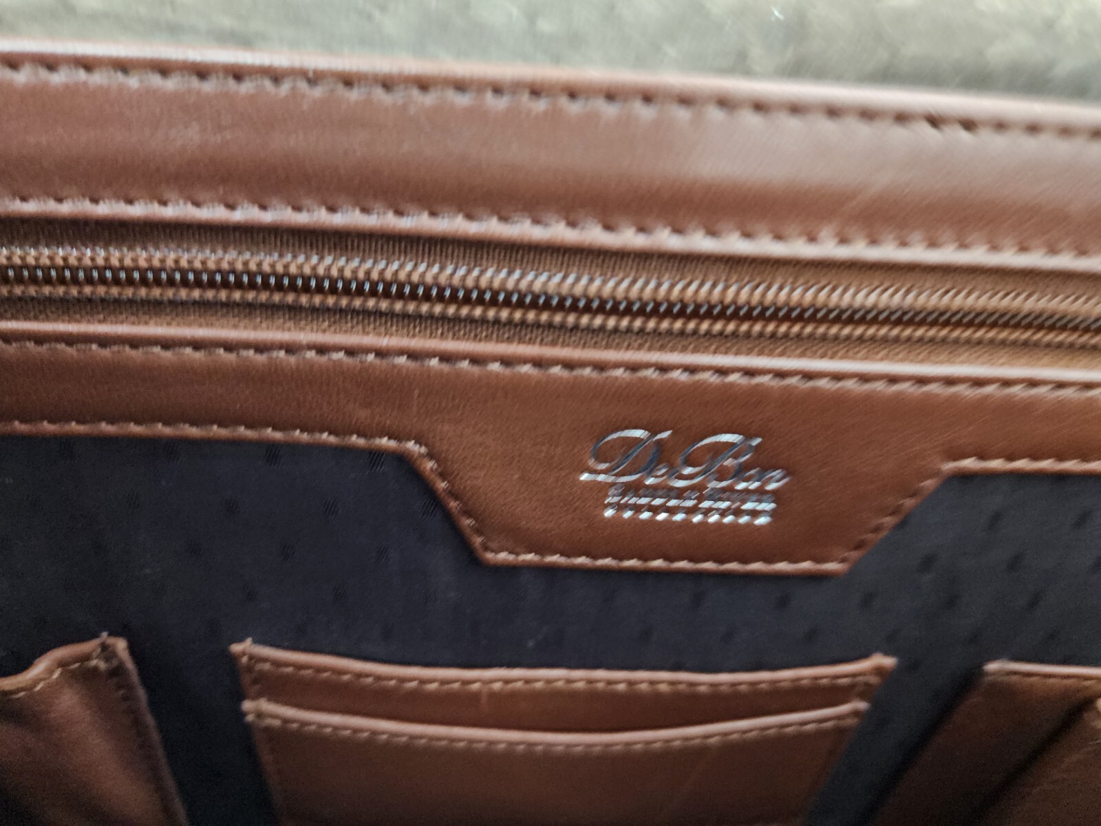 DeBon Saddle River Collection Leather Briefcase Messenger Bag With Number Lock