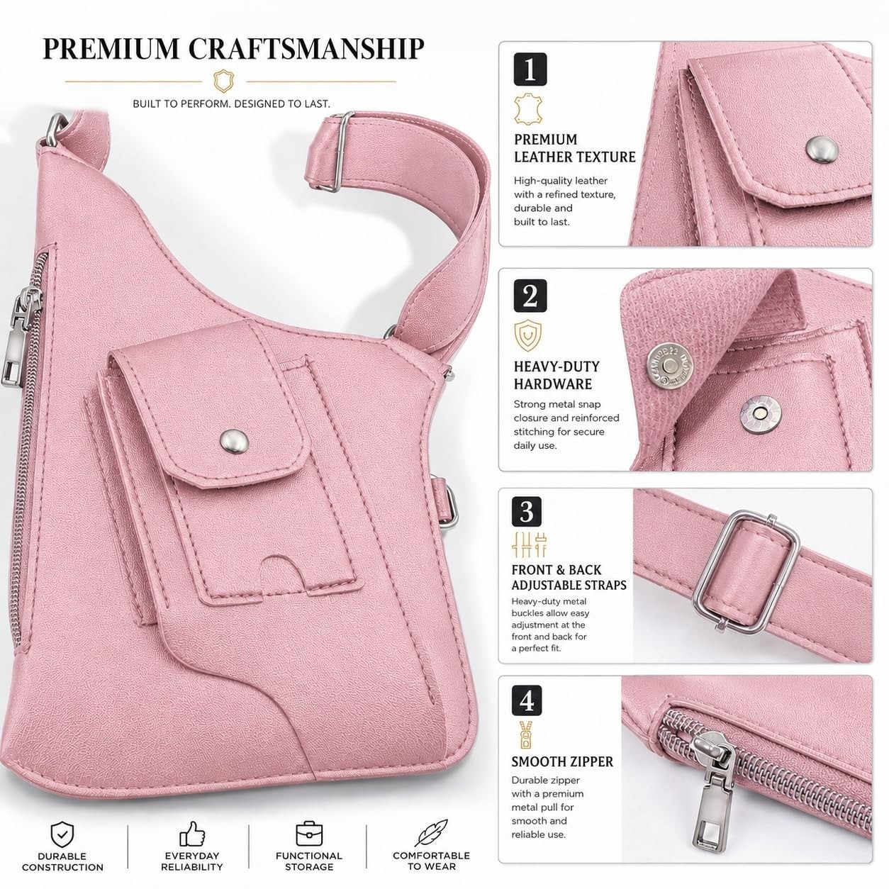 Anti-Theft Armpit Shoulder Bag for Men, Multi Pocket Crossbody EDC Bag