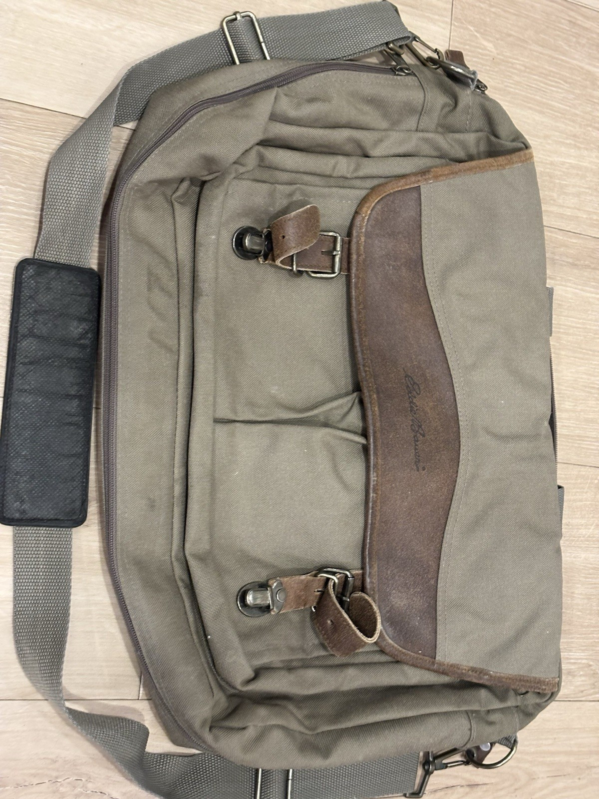 Eddie Bauer Brown Messenger Bag for Men Buckle Zip Adjustable Strap