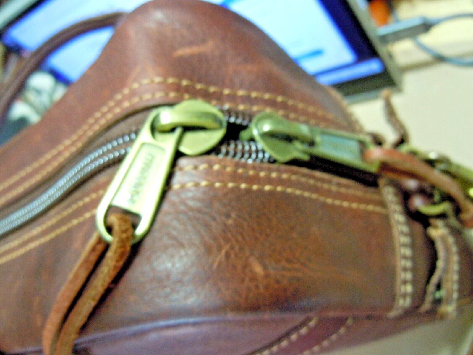 vintage Duluth Trading Co Leather Briefcase Messenger Bag Brown Messenger # 6