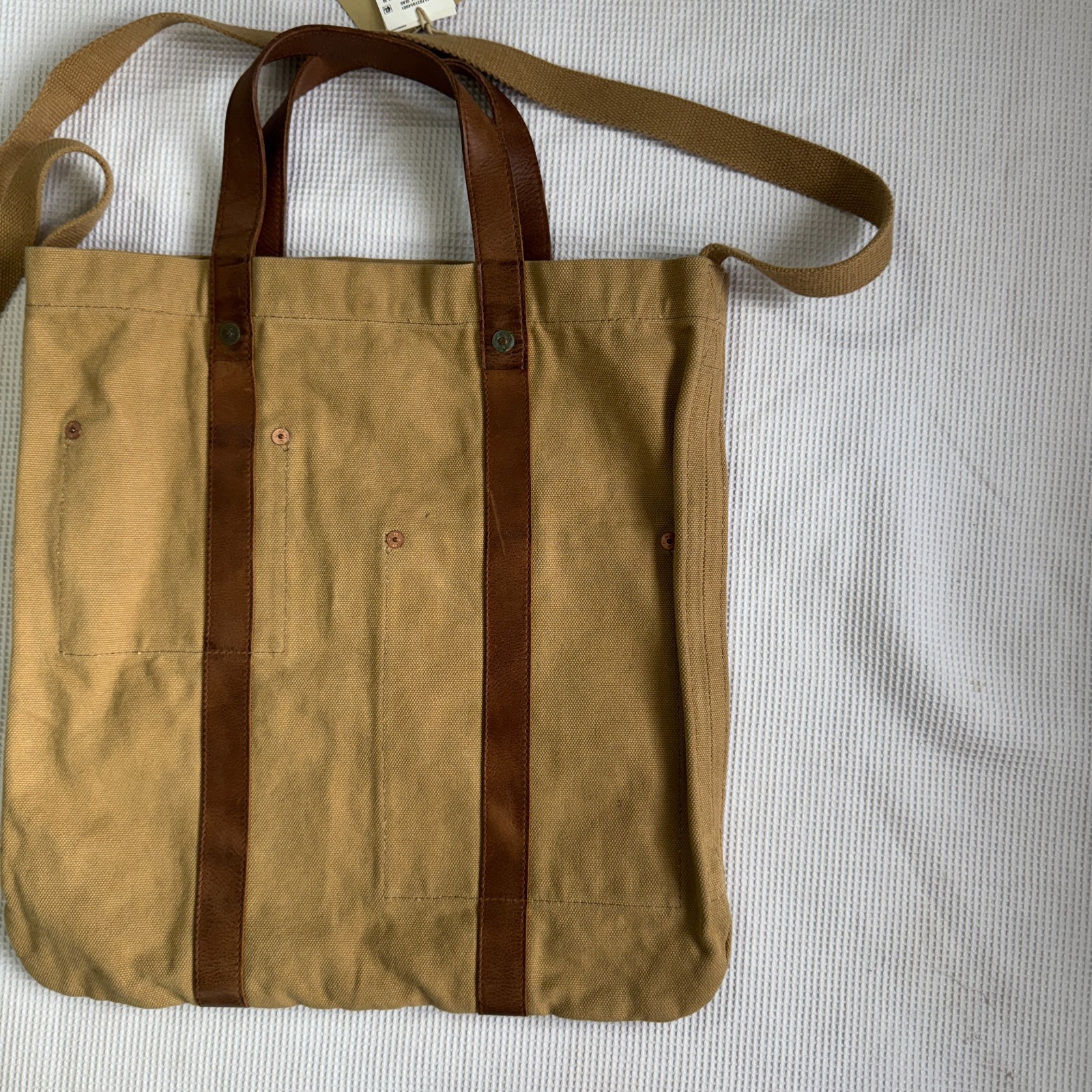 RRL Double RL Ralph Lauren Leather Trim Canvas Harley Market Tote Bag