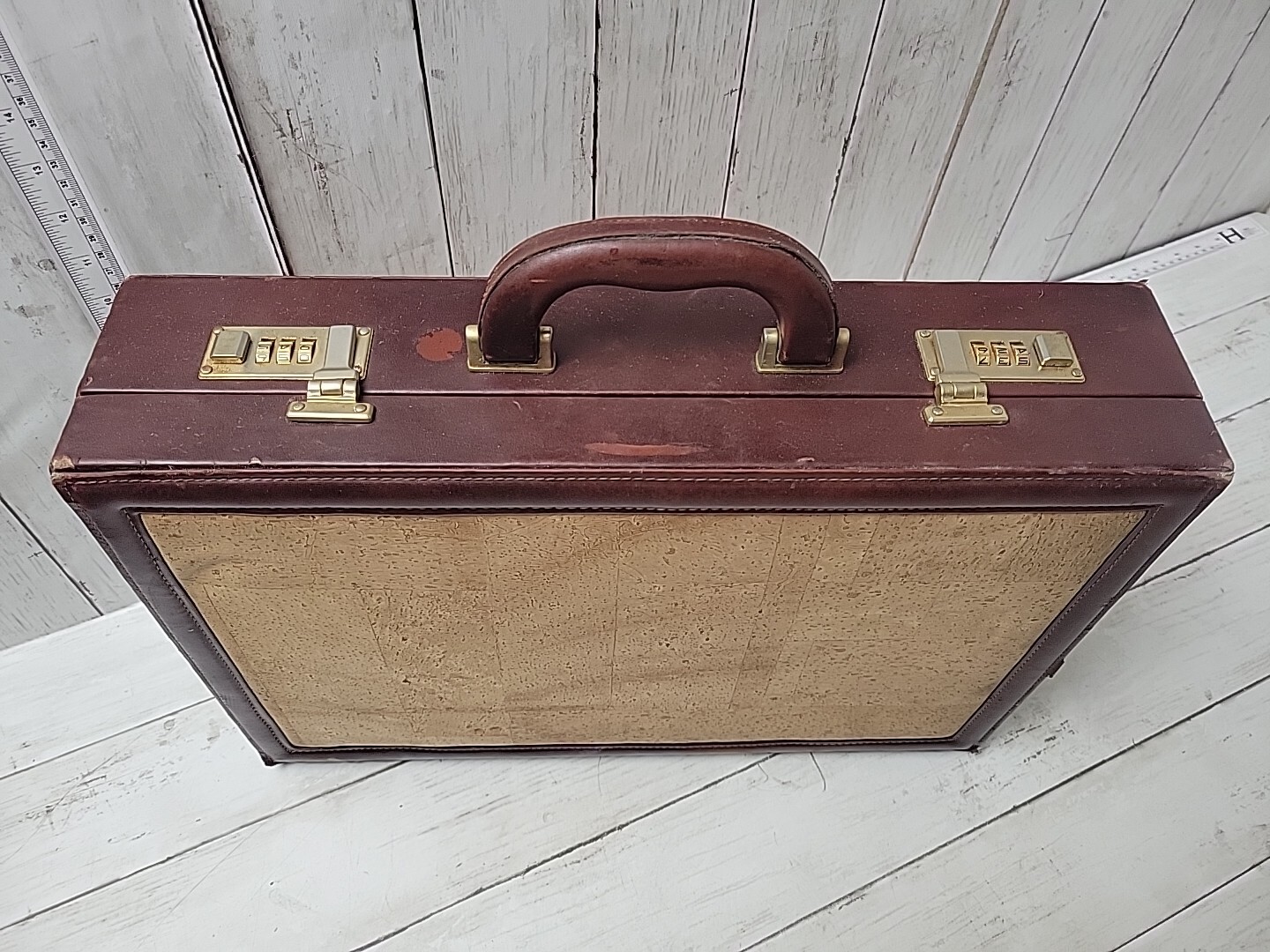 Vintage Pigskin Leather Briefcase Hard Case With Combination Lock Made In Spain