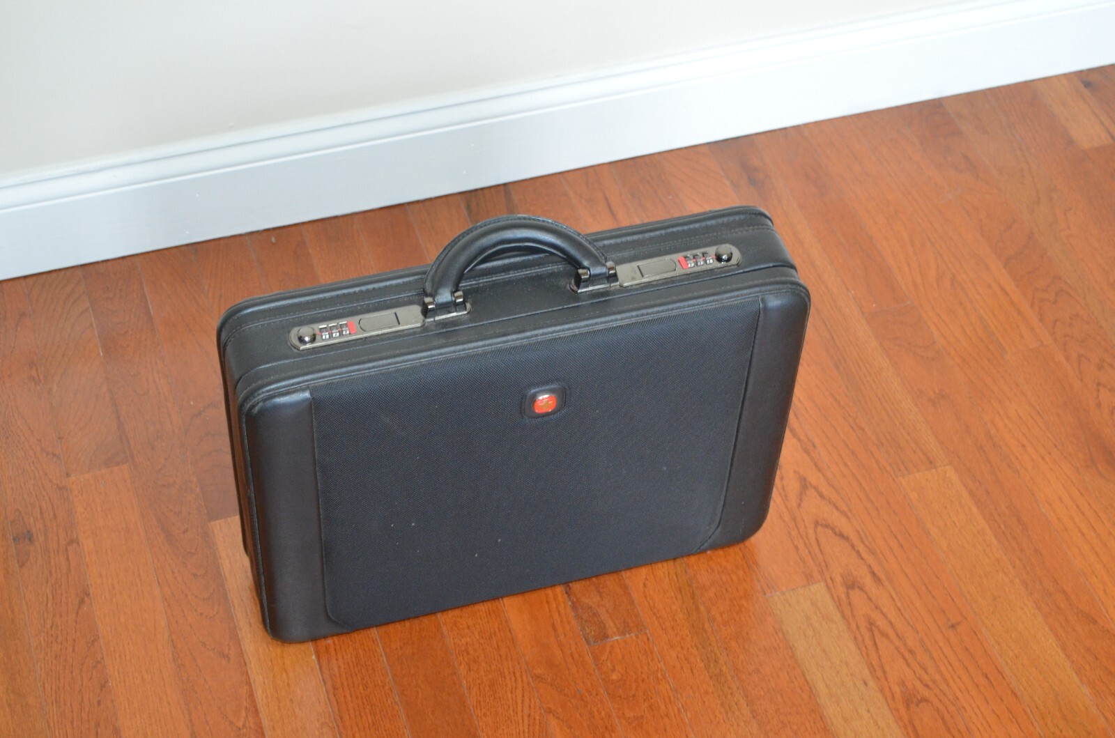 Alpine Swiss Leather Attache Briefcase with Combination Locks Hard Case