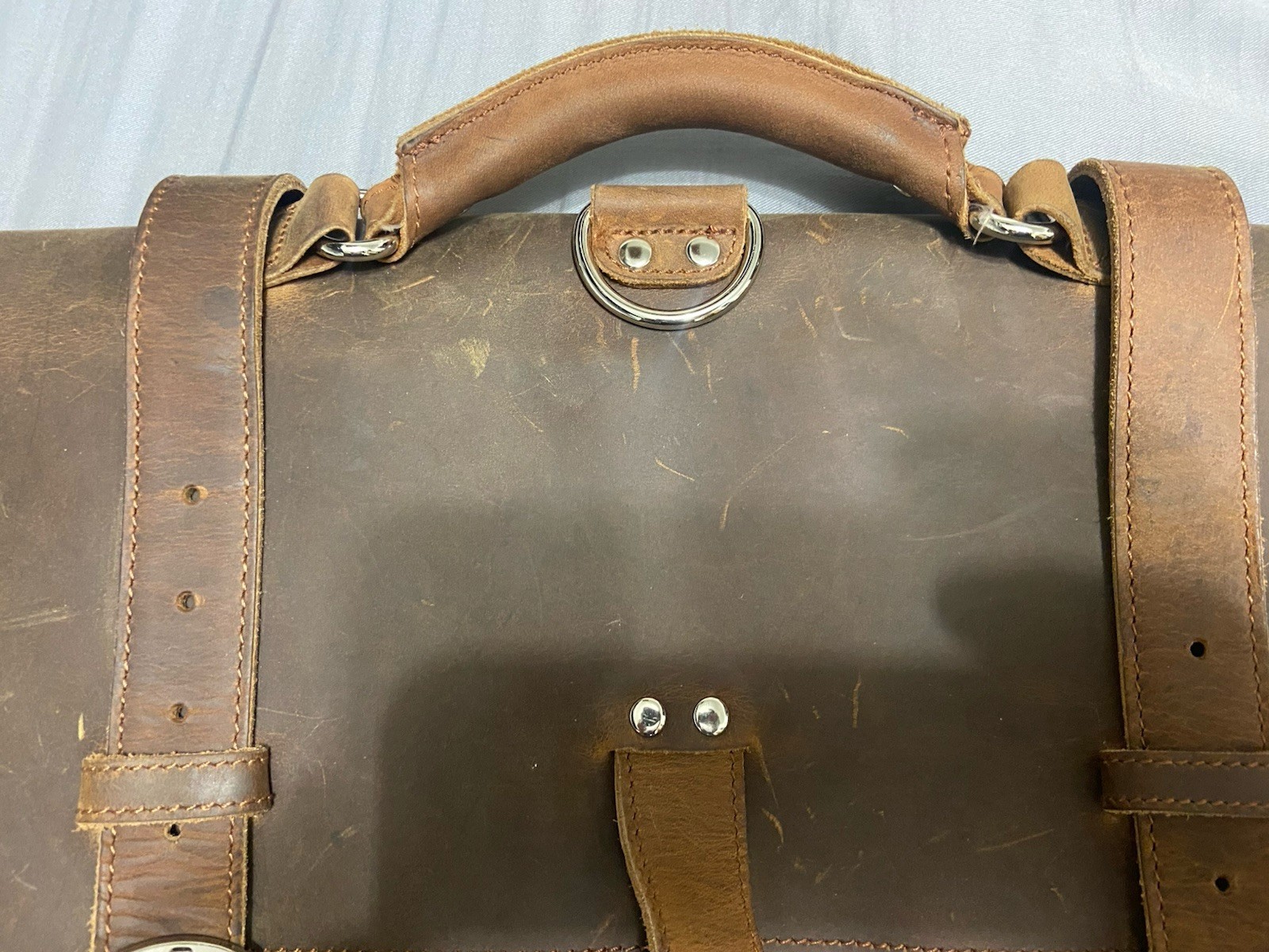 Mens Full Grain 16” Thick Leather Expandable Briefcase/ Laptop Bag – Polare