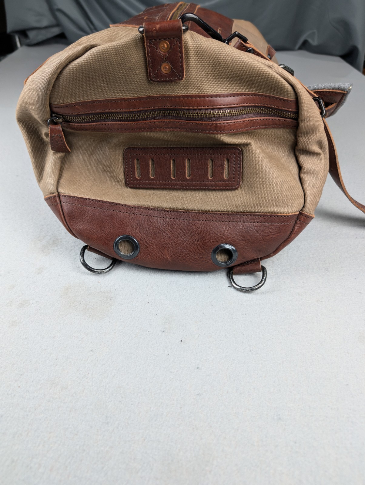 Buffalo Jackson Dakota Waxed Canvas Duffle Bag Leather Has Strap Missing Handles