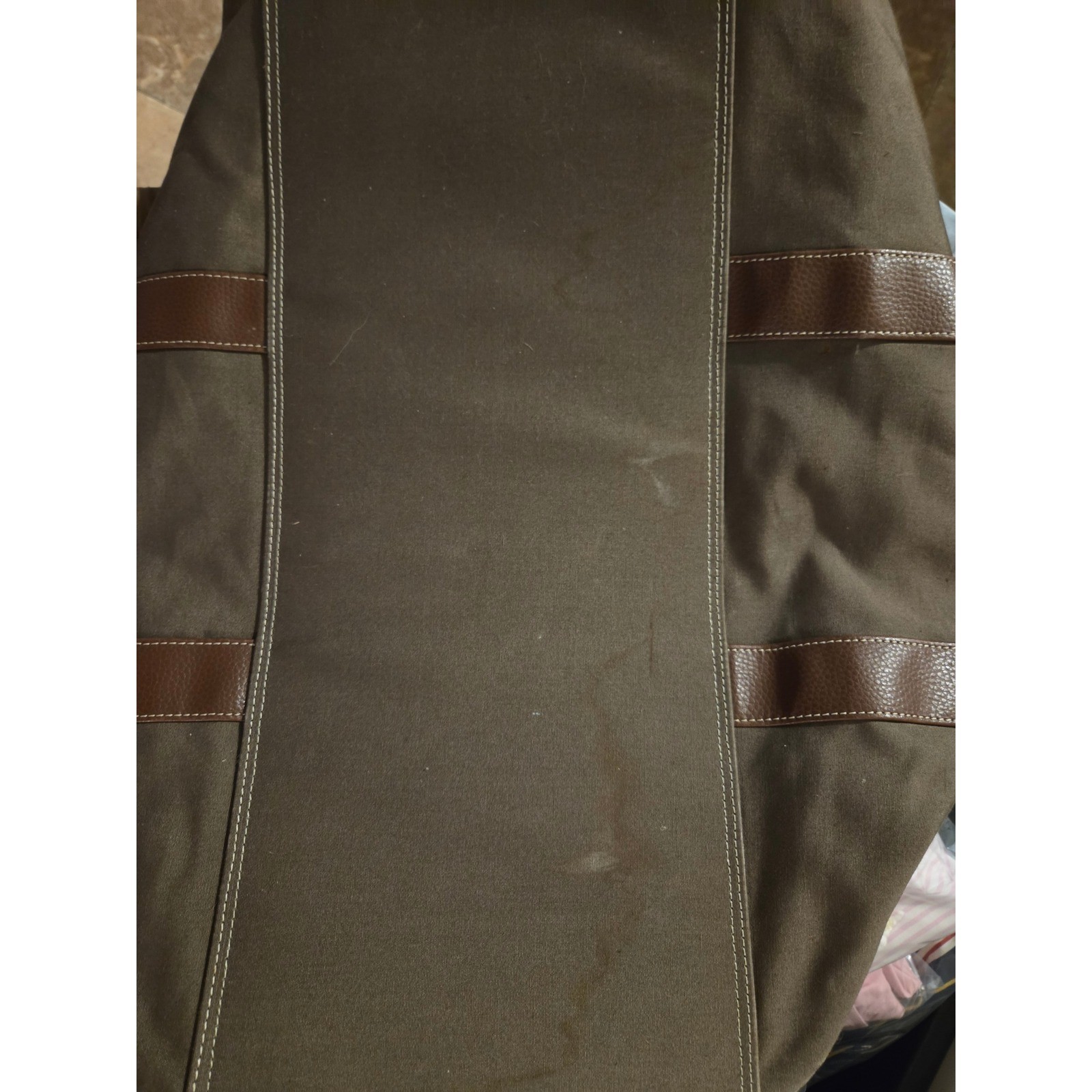 Peter Millar Canvas Duffel Bag Brown Olive Plaid Lining Weekend Travel Gym Bag