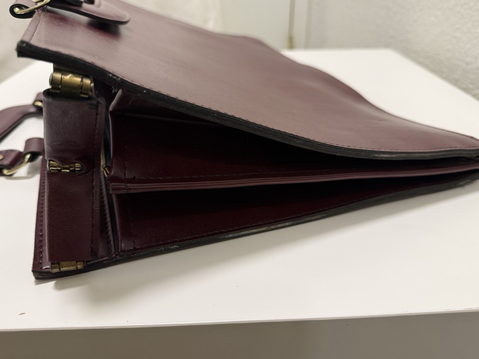 Vintage Brown Attache Briefcase Structured Lawyer Business Bag Large