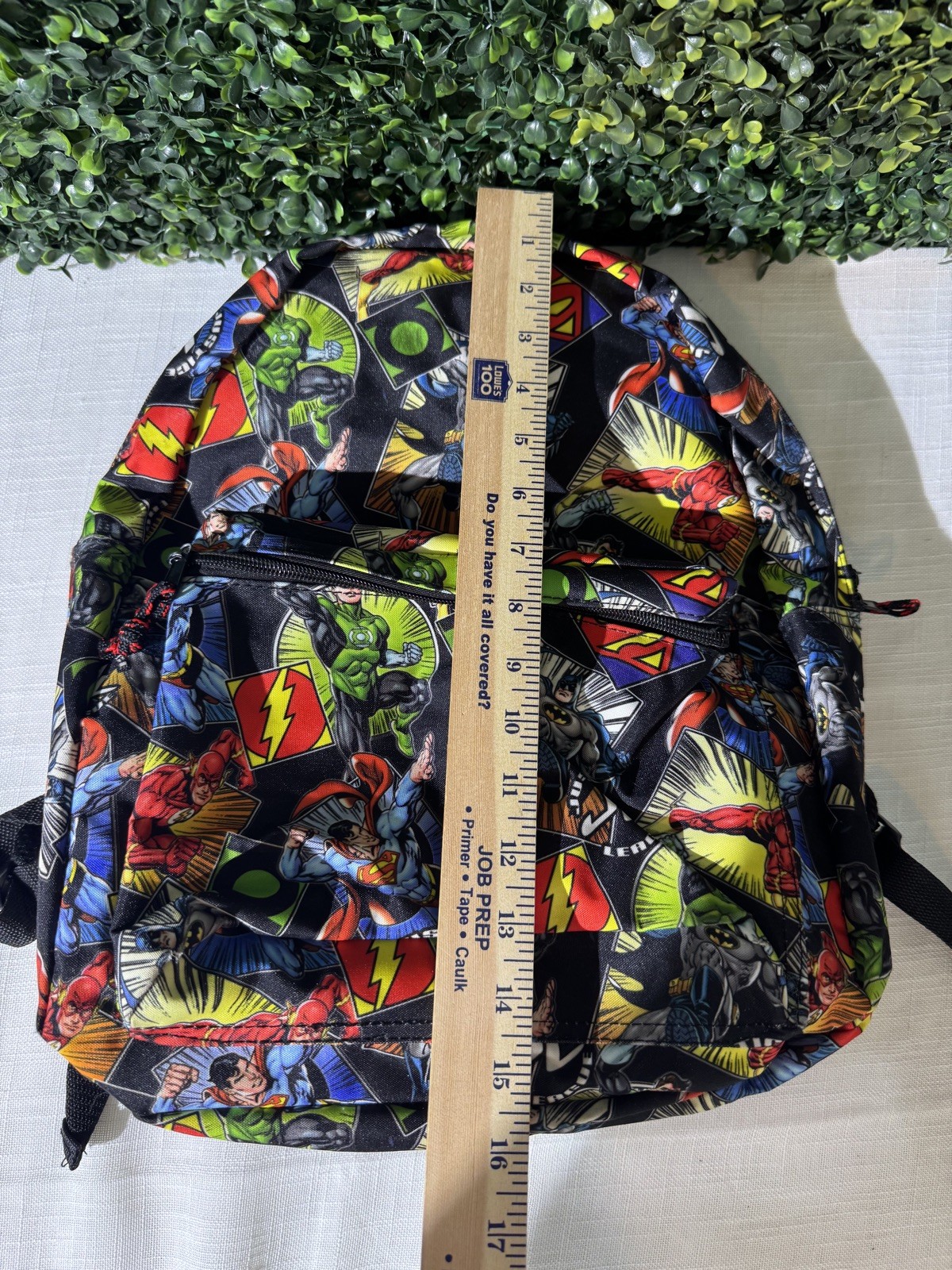 Justice League / Superman Batman Print Backpack /16″ School Book Bag / Pre-Owned